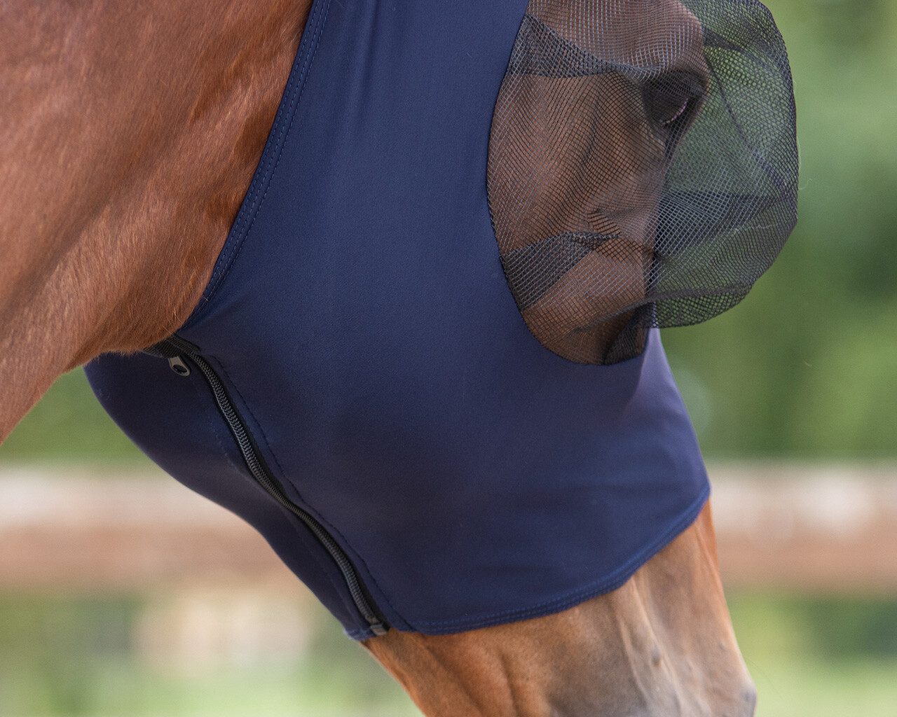 ARBO-INOX® Fliegenmasken Fliegenmaske Fliegenschutz elastisch Reißverschluss -Rosa-Grau-Navy