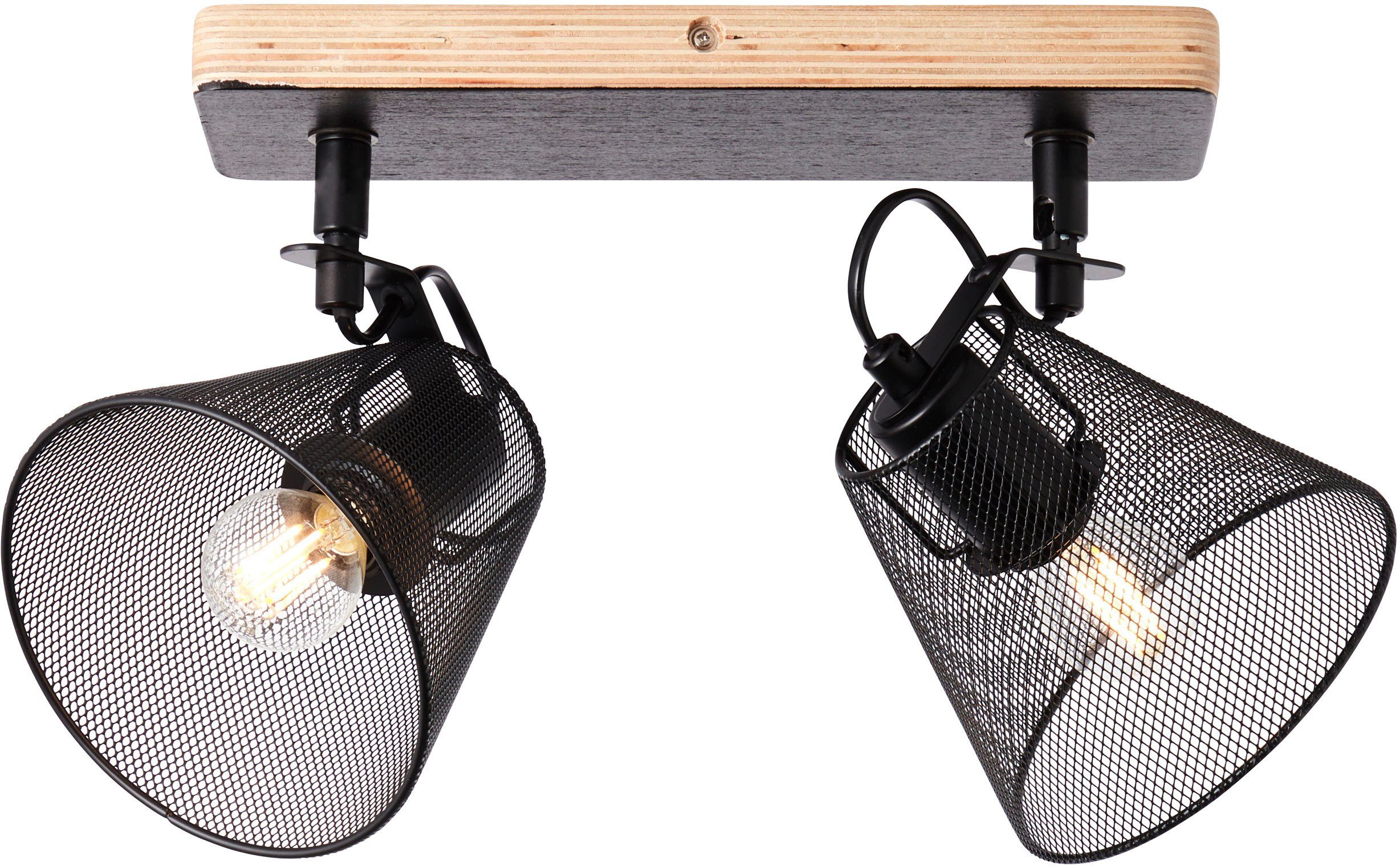 Brilliant Deckenstrahler Whole, ohne Leuchtmittel, 2flg schwarz/holzfarbend