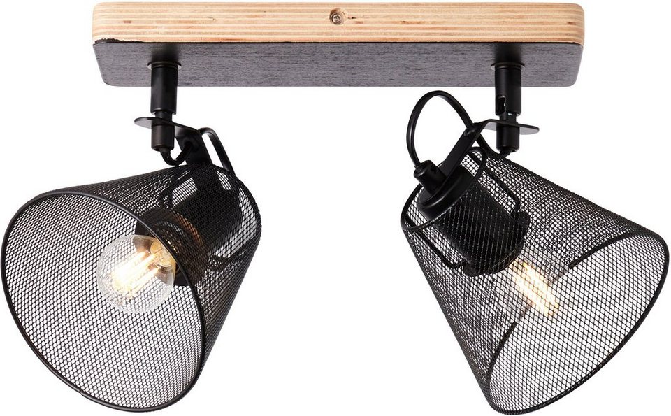 Brilliant Deckenleuchte Whole, Lampe, Whole Spotbalken 2flg schwarz/holzfarbend,  Metall/Holz, 2x D45