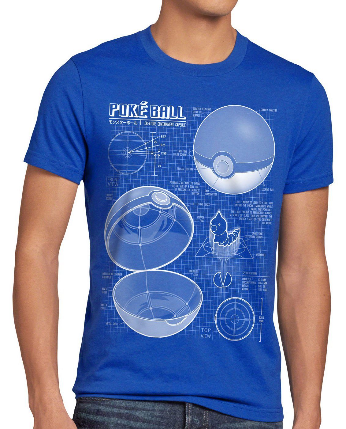 Print-Shirt monster Blaupause online style3 Pokéball T-Shirt spiel Herren