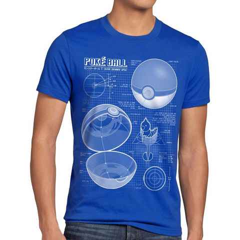 style3 Print-Shirt Herren T-Shirt Pokéball Blaupause monster spiel online