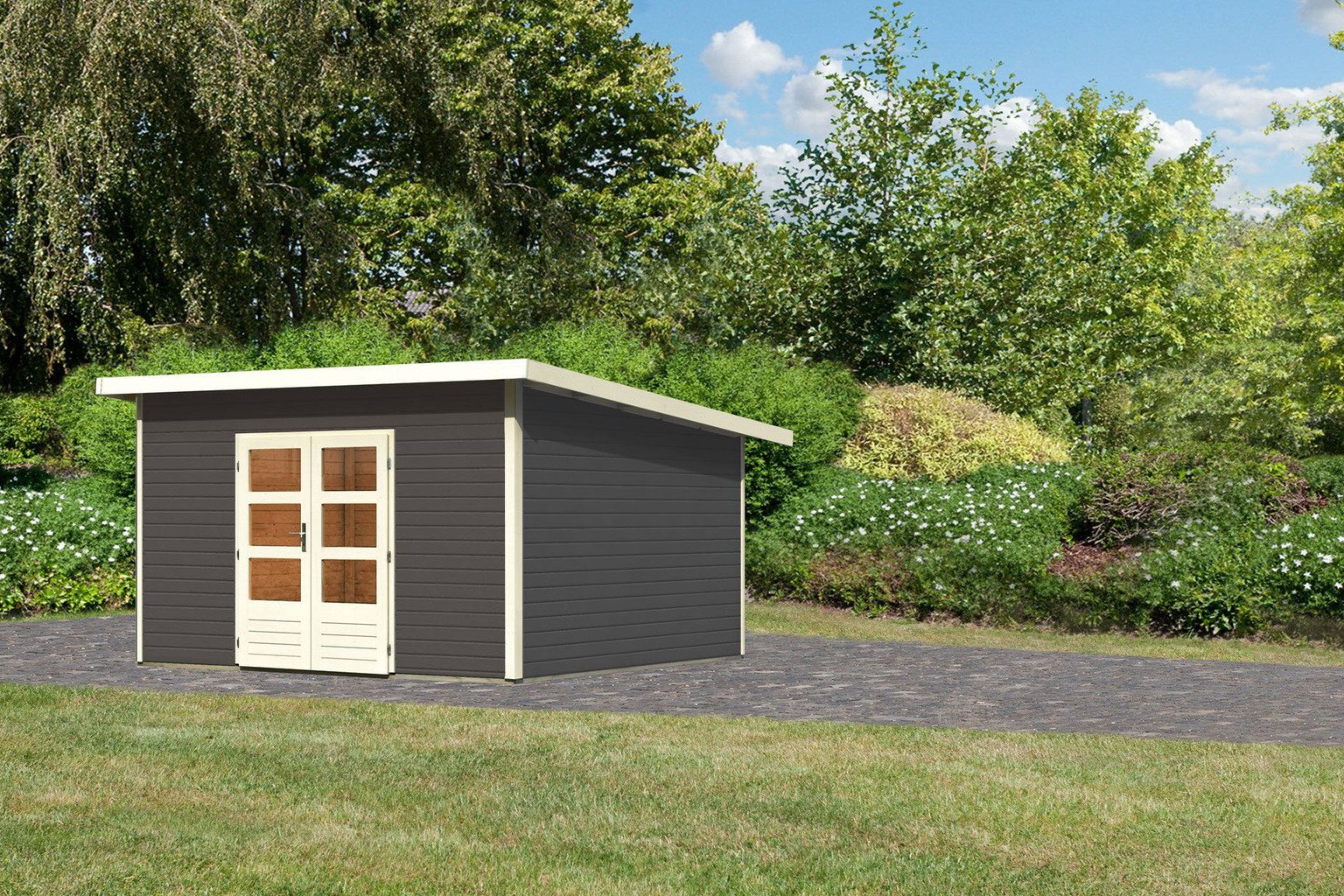 Karibu Gartenhaus Karibu Gartenhaus Northeim, 38 mm, 406 x 393 cm, Typ 5, terragrau, ohne Anbau