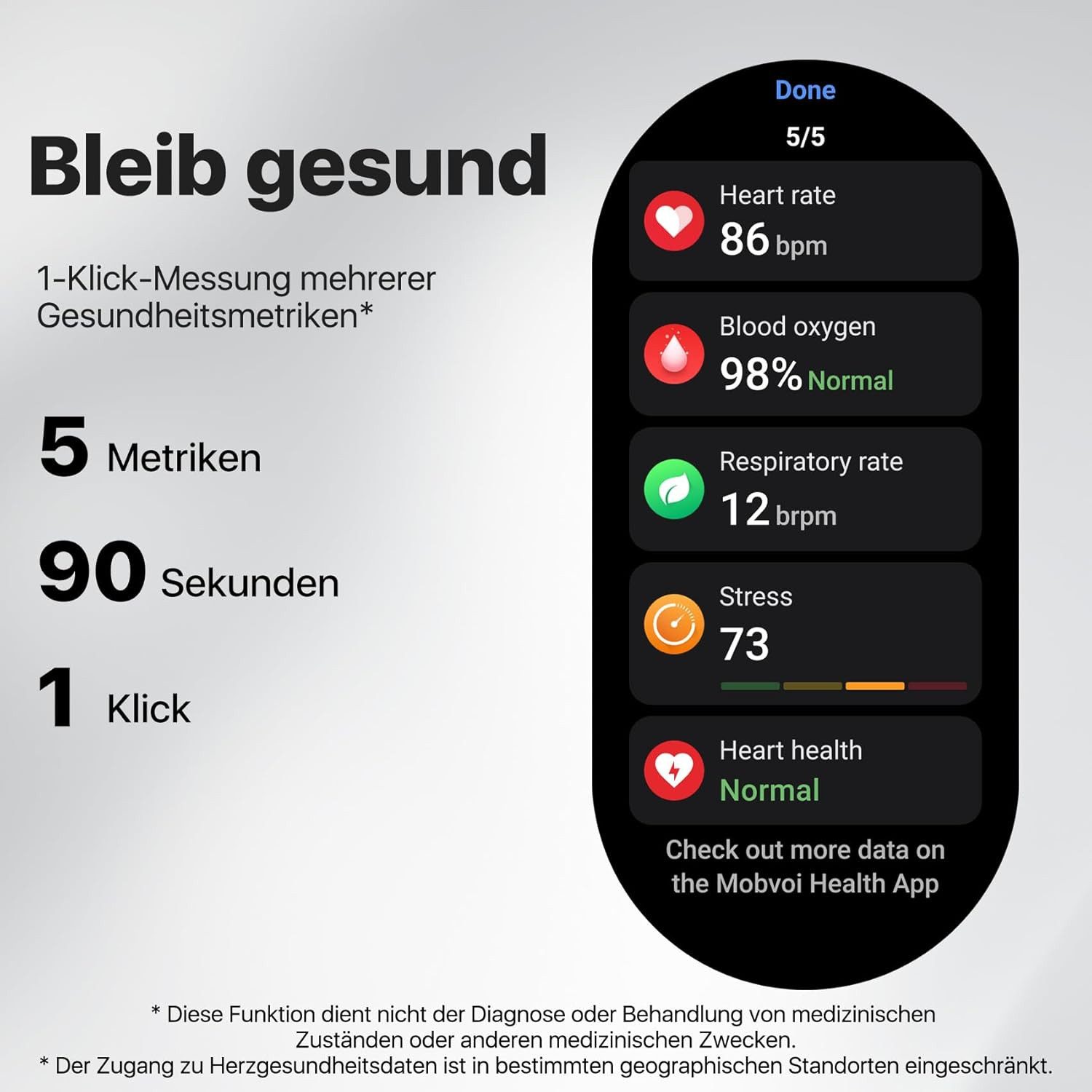 Ticwatch ‎ WH12088 Smartwatch (3,6 cm, android ios), Smartwatch mit AMOLED Display GPS Fitness Tracking