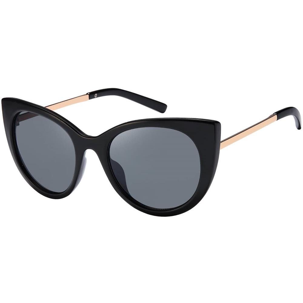 BEZLIT Eyewear Retrosonnenbrille Damen Cat-Eye Design Sonnenbrille (1-St) mit schwarzen Linsen Schwarz Gold