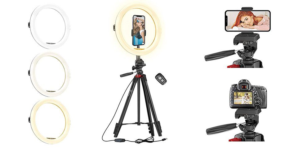 Goofoto »11" Ringleuchte mit Beauty-Effect Stativ für Smartphone,  Professionelle Live-Ausrüstung mit 3 Modus 10 Helligkeit Selfie LED  Ringleuchte Handy Kamera Stativ für YouTube, Tiktok, Vlogging«  Studio-Stativ-Blitz online kaufen | OTTO