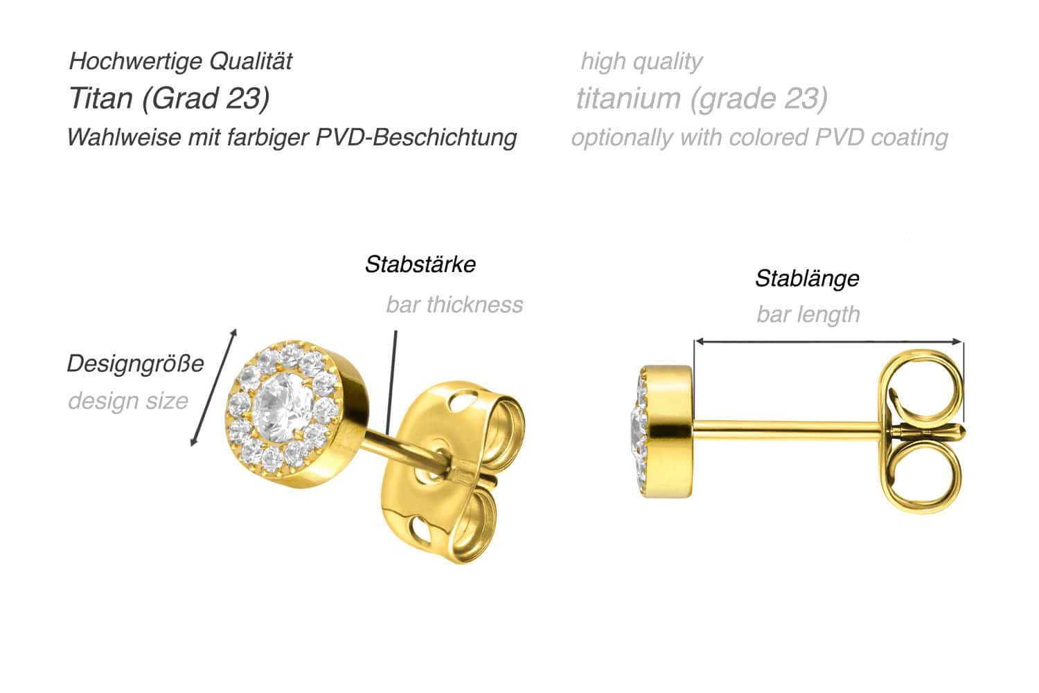 FILANGO Single-Ohrstecker Titan Ohrstecker KRISTALLDISC (Ohrstecker günstig online kaufen