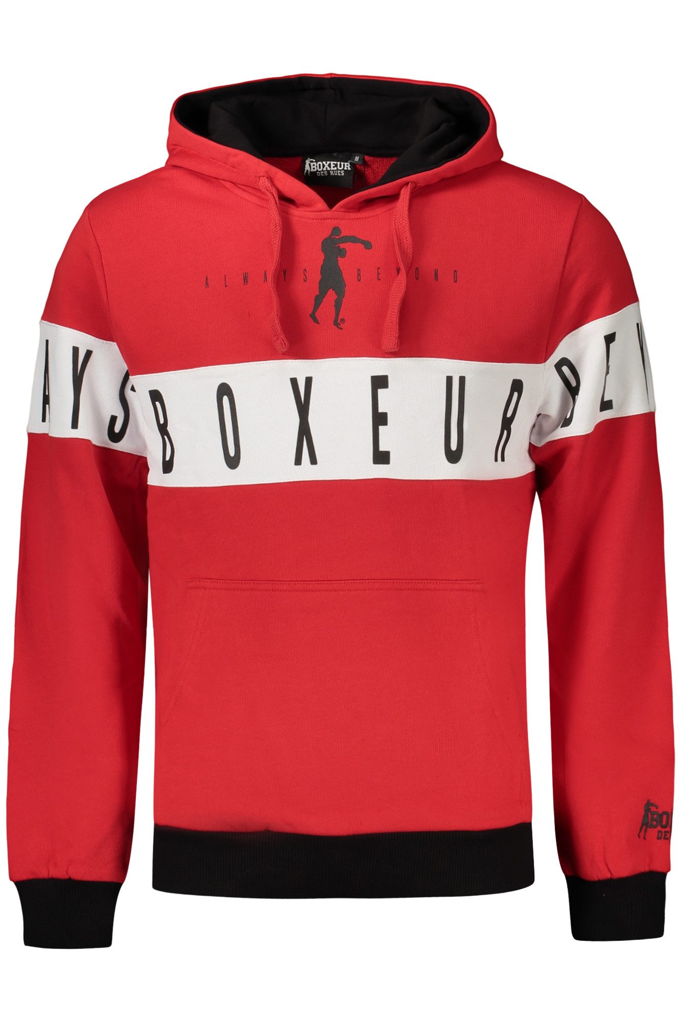 BOXEUR DES RUES Sweatshirt Herren-Sweatshirt Rot: Langarm-Kapuzenpullover mit