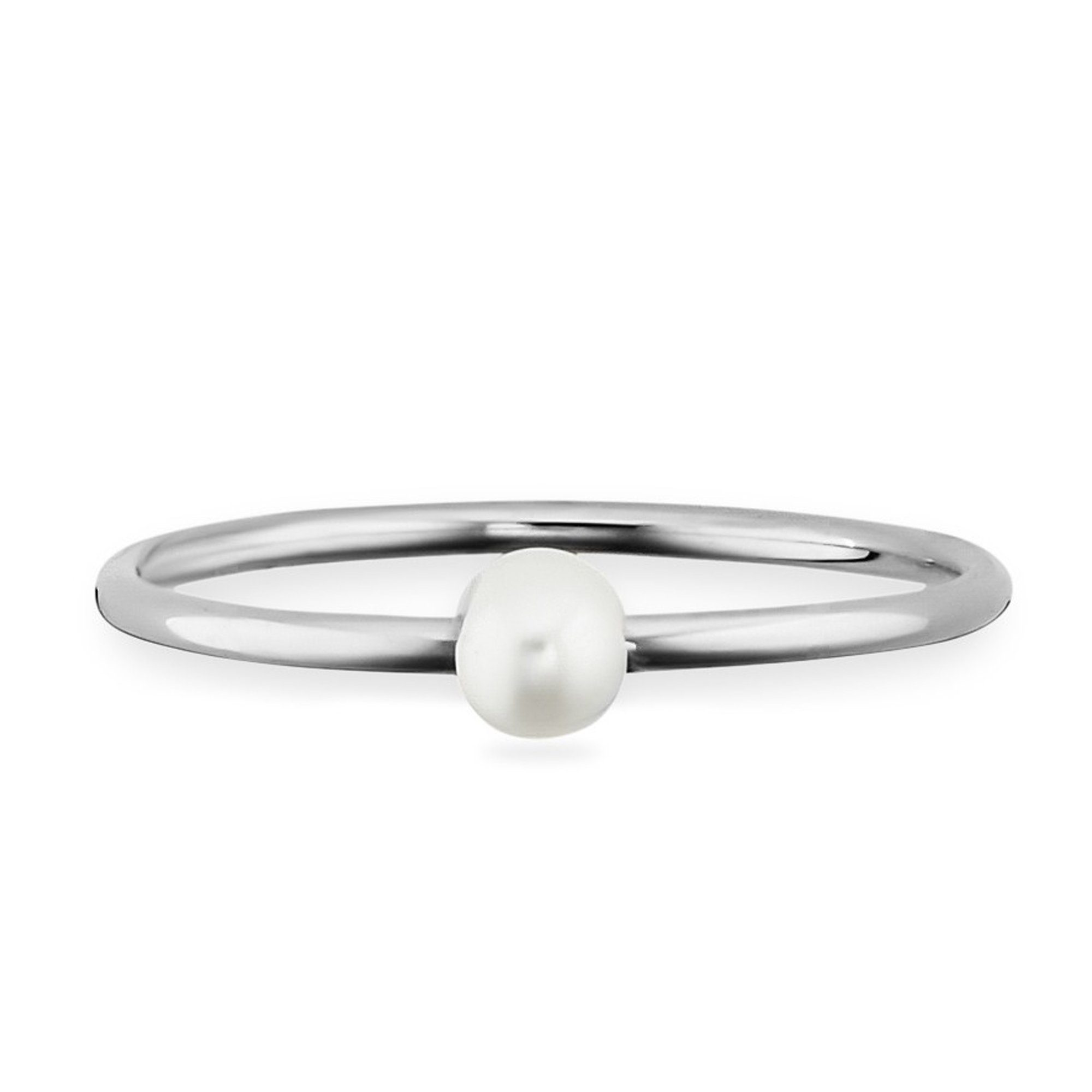 CAÏ Fingerring 925/- Sterling Silber rhodiniert Perle, Schlichtes und  modernes Design