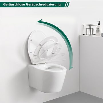 HOMELODY WC-Sitz Toilettendeckel mit Quick-Release-Funktion Softclose Absenkautomatik, Klodeckel Antibakterielle Klobrille aus Duroplast abnehmbar Klodeckel