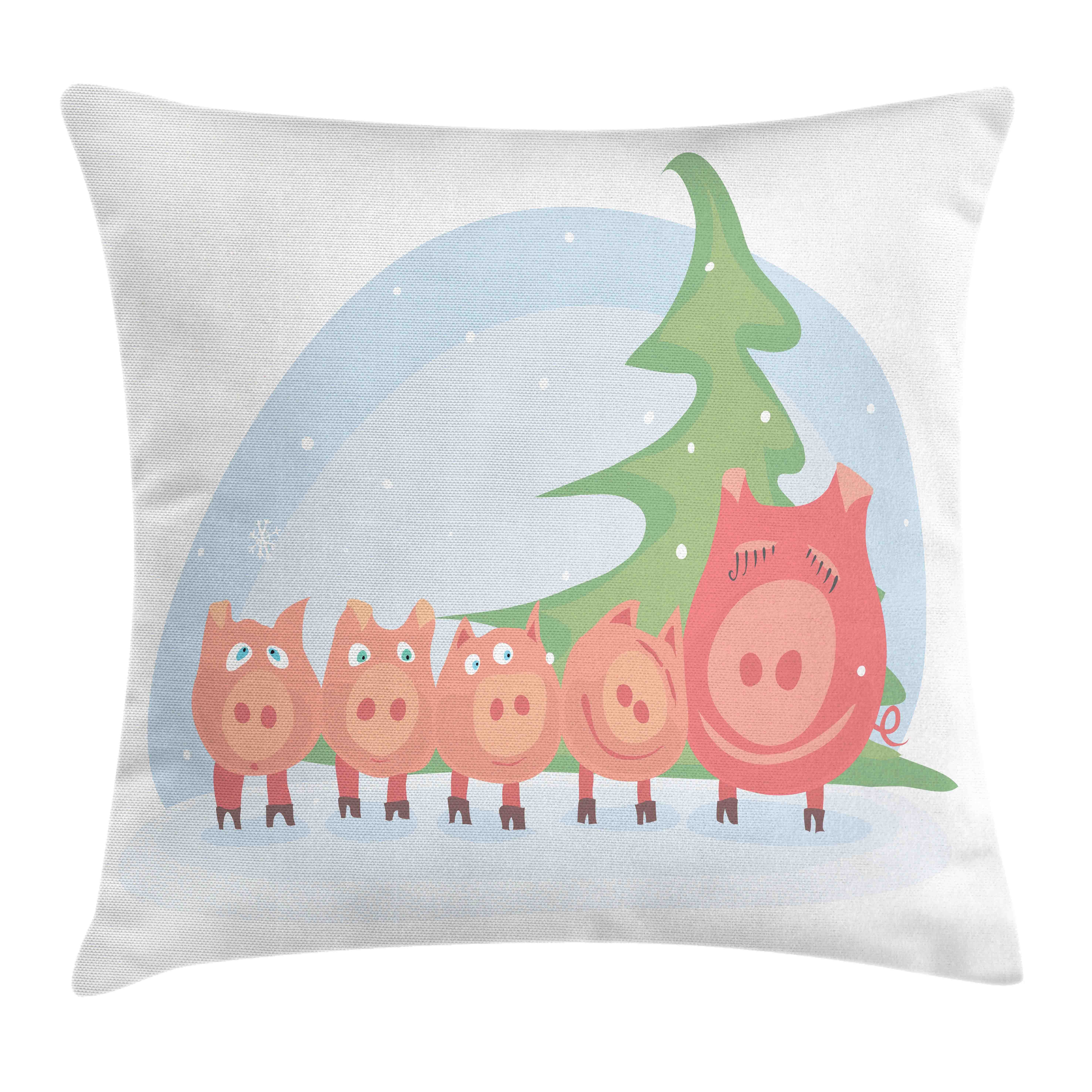 (1 Beidseitiger Reißverschluss Druck, unter Kissenhülle Schwein Kissenbezüge Abakuhaus Stück), mit Weihnachtsbaum Farben Familie einem Farbfesten