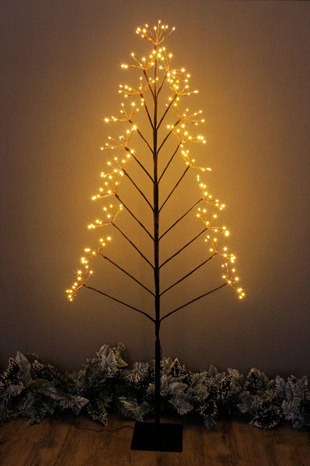 Arnusa LED Baum Leuchtbaum elegance LED Kupfer Außen Stehlampe Weihnachtsbeleuchtung warmweiß, fest An-Aus, 150cm integriert, Weihnachtsbaum, Innen Feuerwerk warmweiß und Dekoleuchte