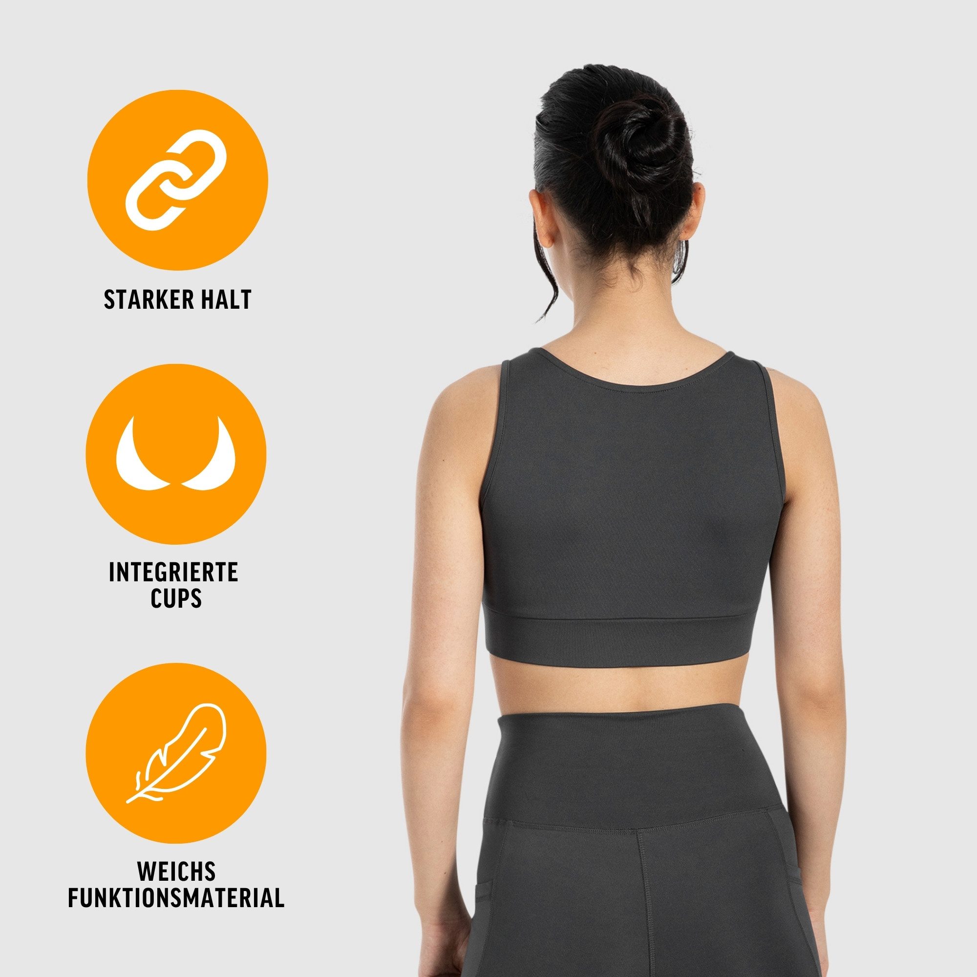 Smilodox Sport-BH Kathi, Bra mit Zip-Front, integriertem Cup & reflektierendem Piping elastisches Material & breiter Unterbrustbund Top, Workout Training
