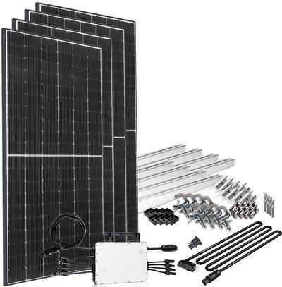 offgridtec Solaranlage Solar-Direct 1660W HM-1500, 415 W, Monokristallin, Schuko-Anschluss, 5 m Anschlusskabel, Montageset Balkongeländer