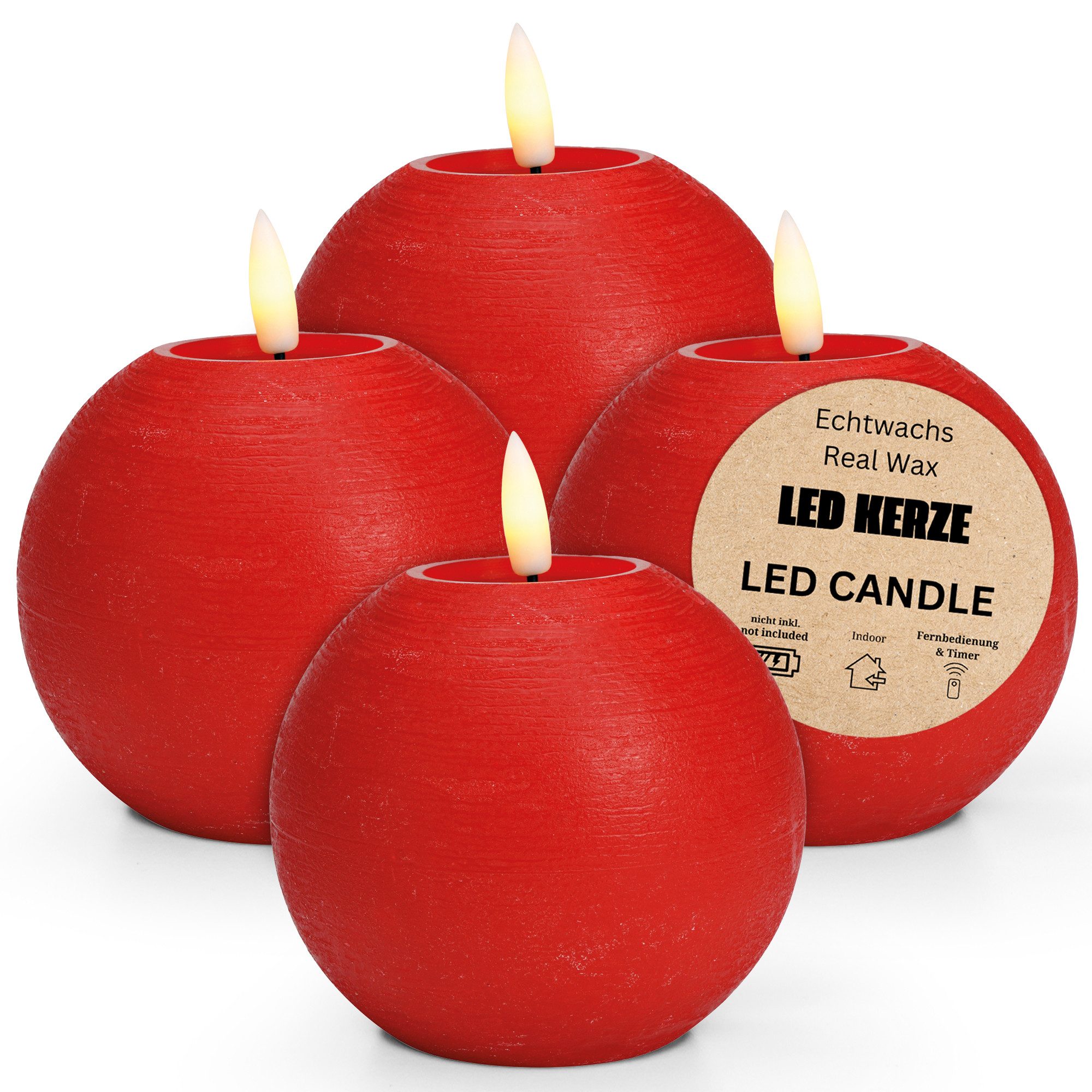 matches21 HOME & HOBBY LED-Kerze LED Kerze Kugeln 4er Set Wachs, Flackernde günstig online kaufen