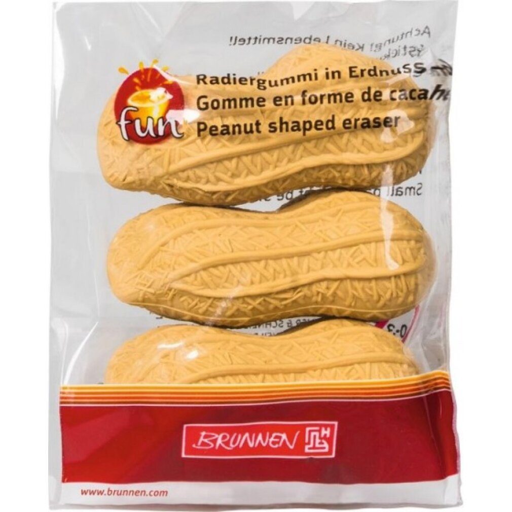BRUNNEN Radiergummi radiergummi Pinda4 x 1,5 cm junior braun 3 Stück