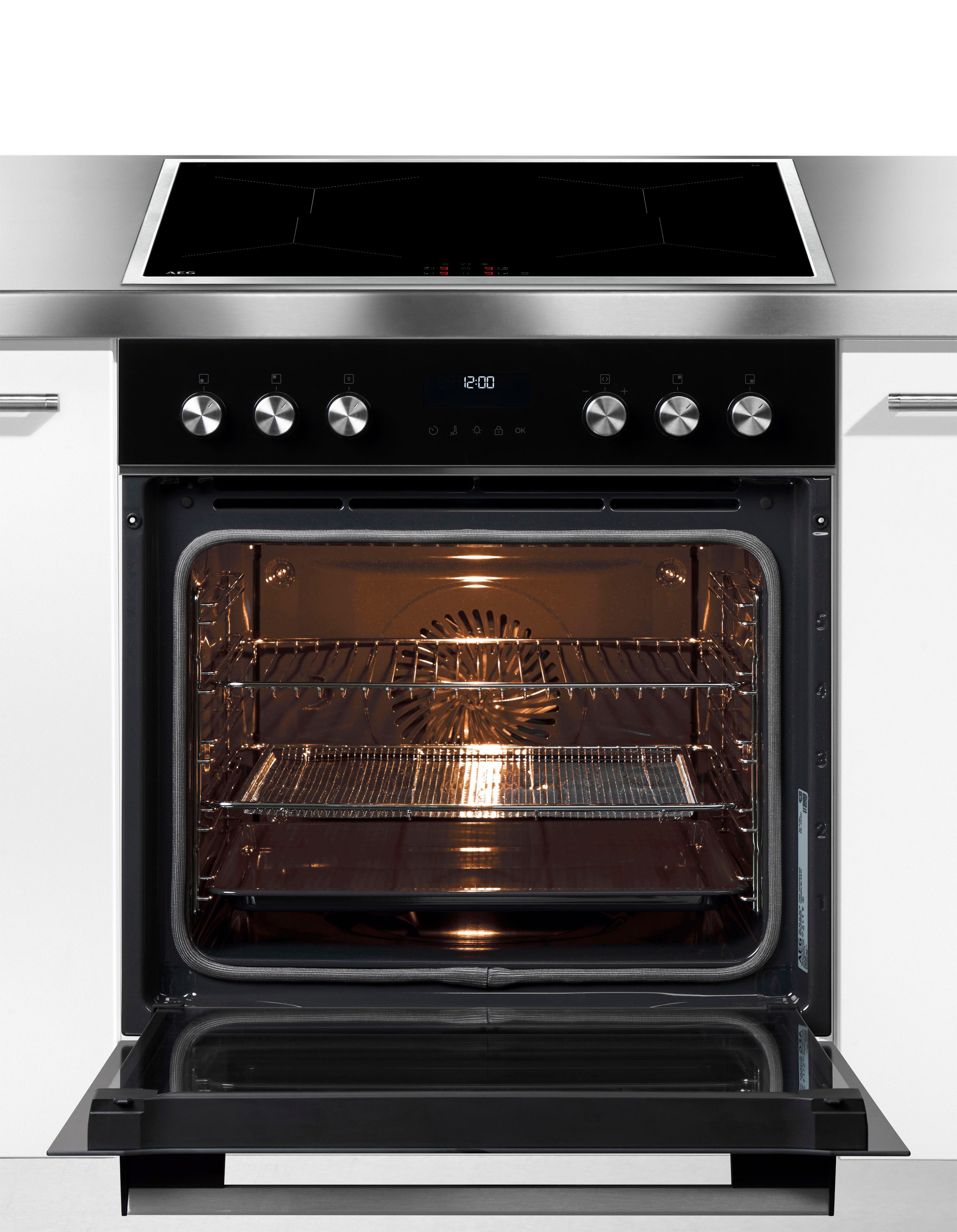 AEG Elektro-Herd-Set Serie 5000 HH24HSPI, Pyrolyse-Selbstreinigung, Induktionskochfeld mit Touch-Control, mit Edelstahlrahmen