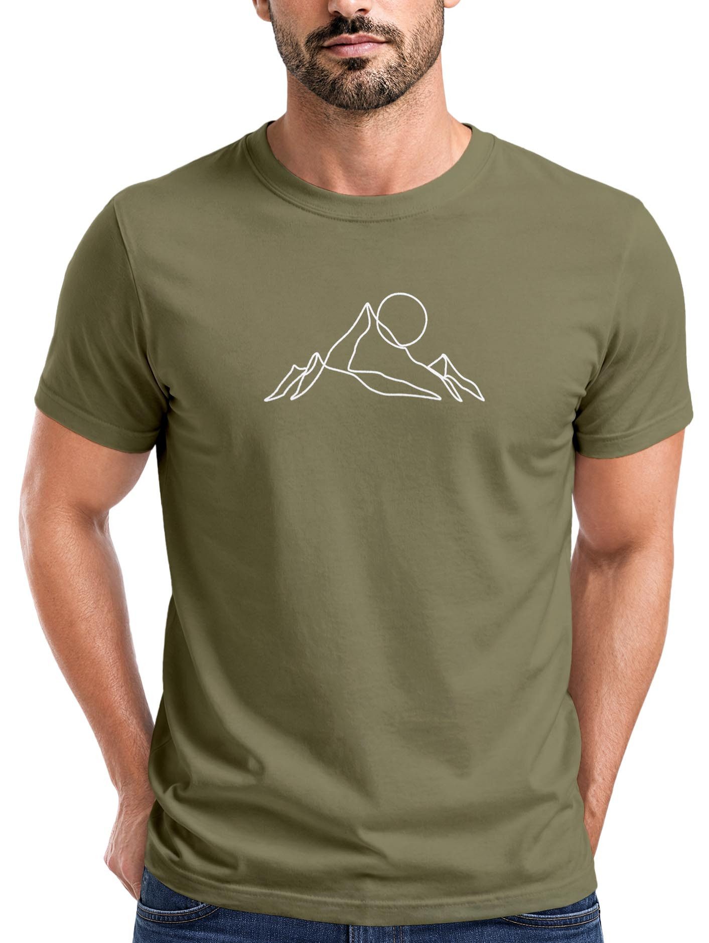 Print-Shirt Herren T-Shirt Berge Wandern Brustprint Aufdrucke Gebirge Outdoor