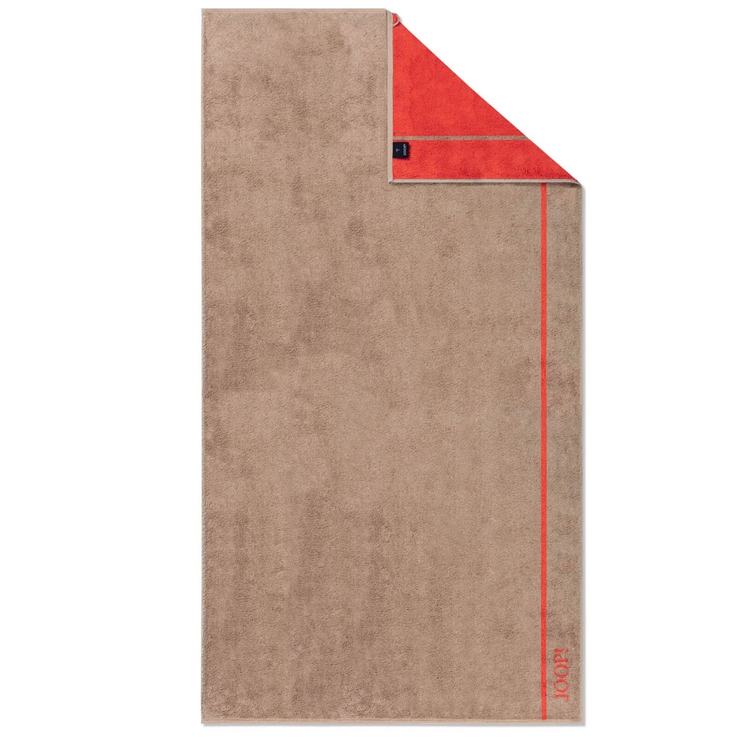 Joop! Handtuch Duschtuch Lines Doubleface 1680 Unifarben, 32 Streifen Sand, (1-St), Walkfrottier