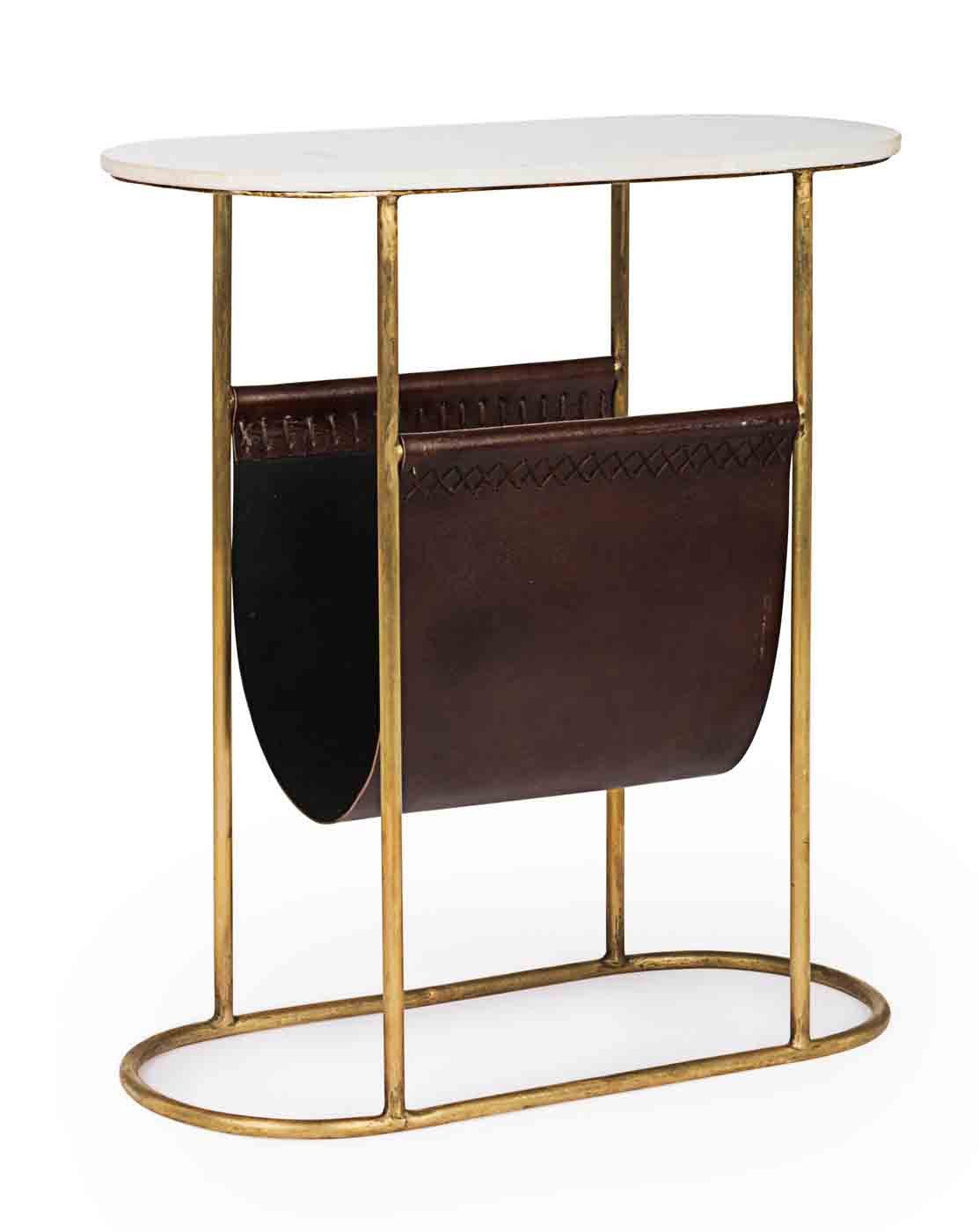 Bizzotto Beistelltisch Marm aus Stahl mit Marmorplatte