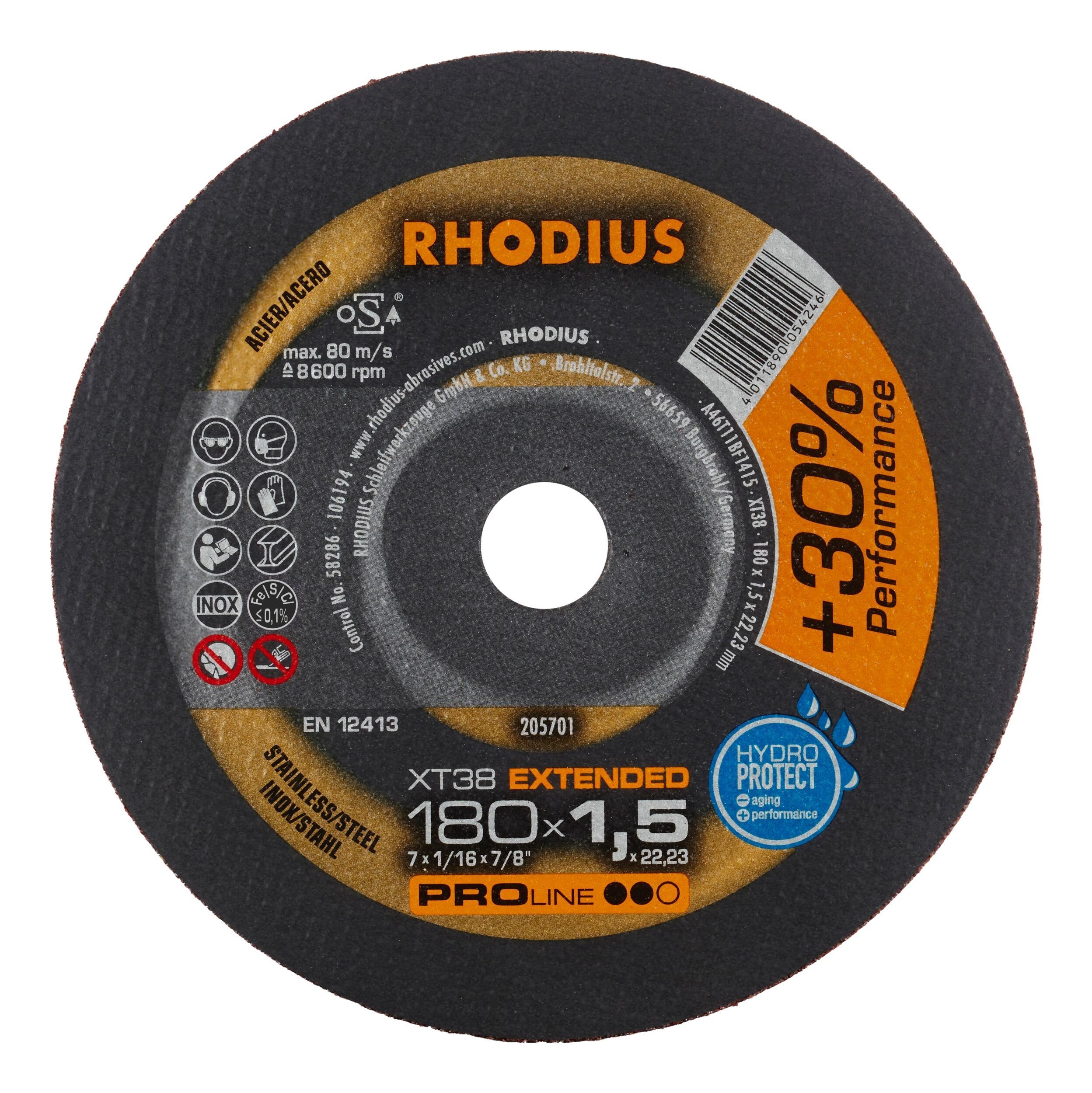 Rhodius Trennscheibe PROline XTS, Ø 180 mm, PROline XT38 Extradünne - 180 x 1,5 x 22,23 mm