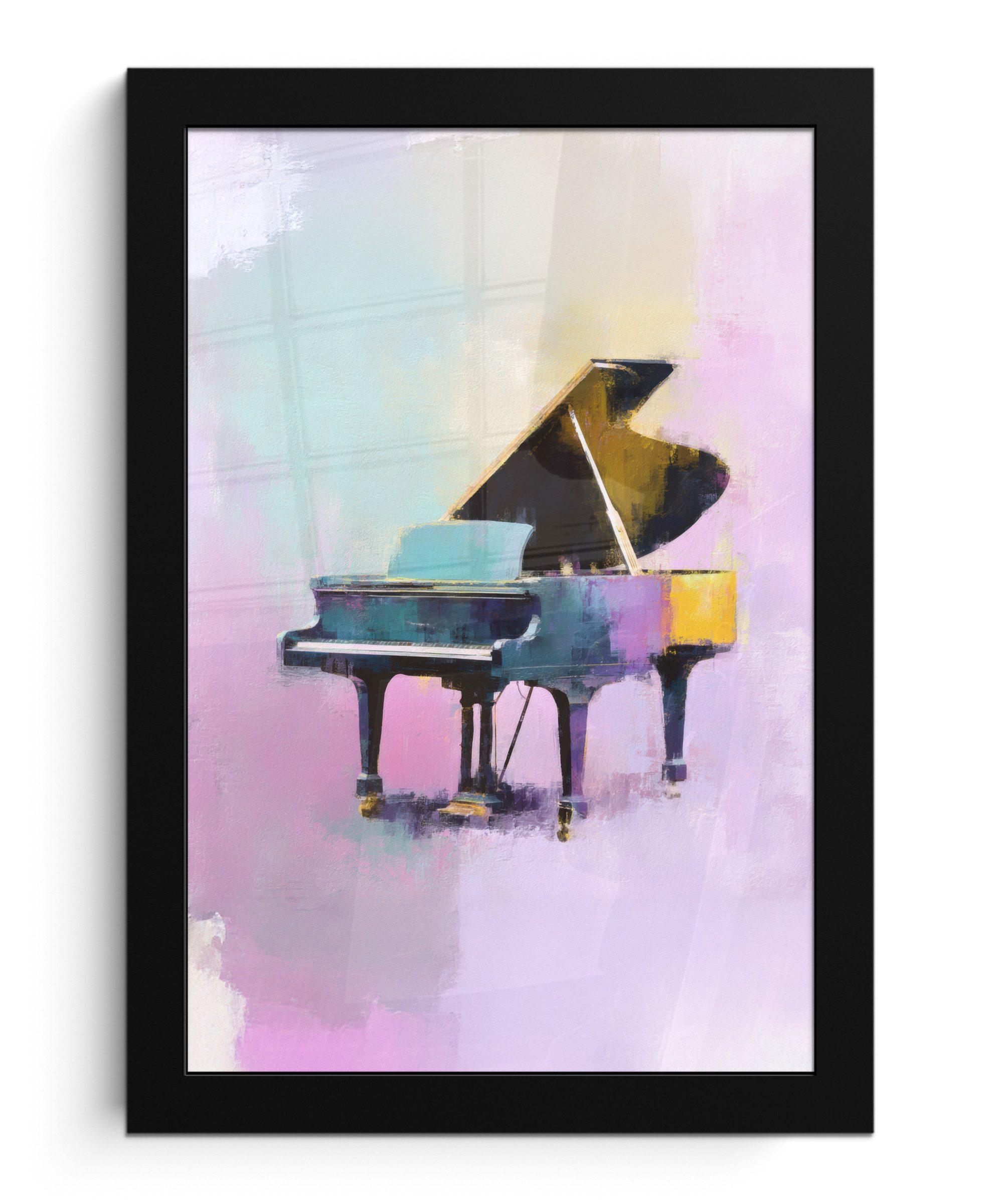 MuchoWow Poster Klavier - Pastell - Elegant - Verträumt, (1 St), Bilderrahmen, Zimmer Deko, Bild für Wohnzimmer, 20x30 cm