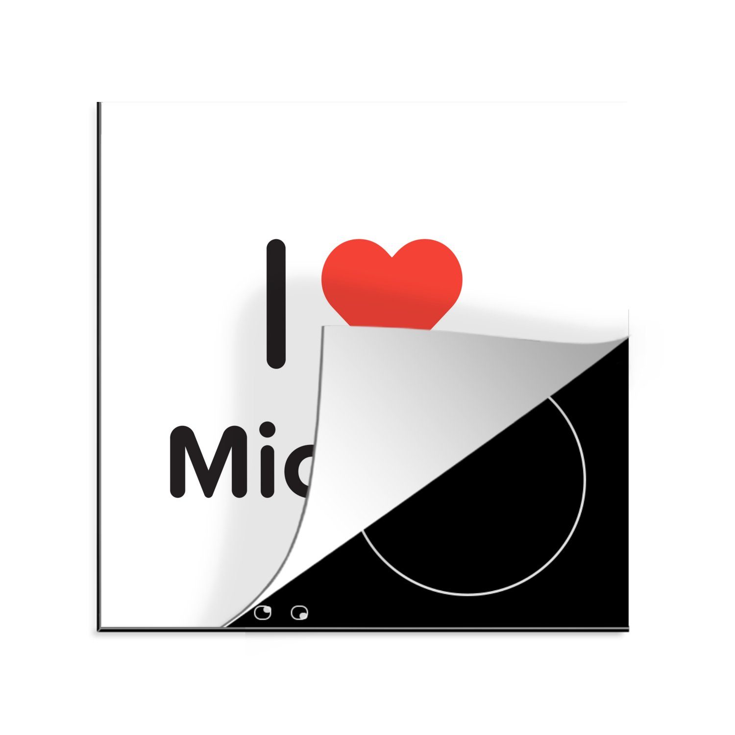 MuchoWow Herdblende-/Abdeckplatte Ich liebe - Michelle - Mädchen, Vinyl, (1 tlg), 78x78 cm, Ceranfeldabdeckung, Arbeitsplatte für küche | Herdabdeckplatten