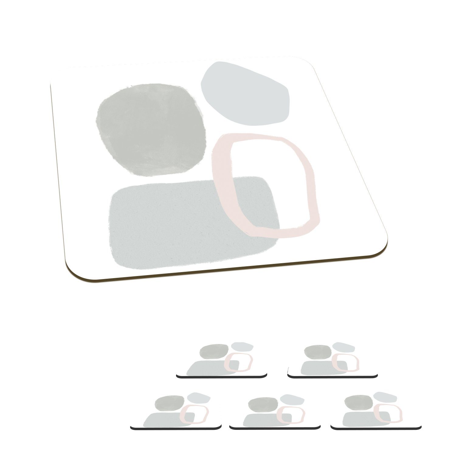 MuchoWow Glasuntersetzer Linienkunst - Abstrakt - Pastell, Zubehör für Gläser, 6-tlg., Glasuntersetzer, Tischuntersetzer, Korkuntersetzer, Untersetzer, Tasse