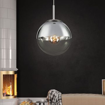etc-shop Kugelleuchte, Leuchtmittel nicht inklusive, Design Pendel Decken Lampe Kugel Wohn Ess Zimmer Glas Hänge Leuchte