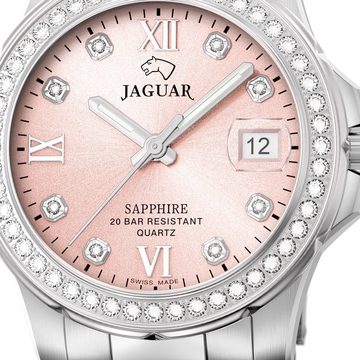 JAGUAR Quarzuhr Jaguar Damen Armbanduhr Cosmopolitan, Damenuhr rund, mittel (ca. 34mm) Edelstahlarmband, Fashion-Style