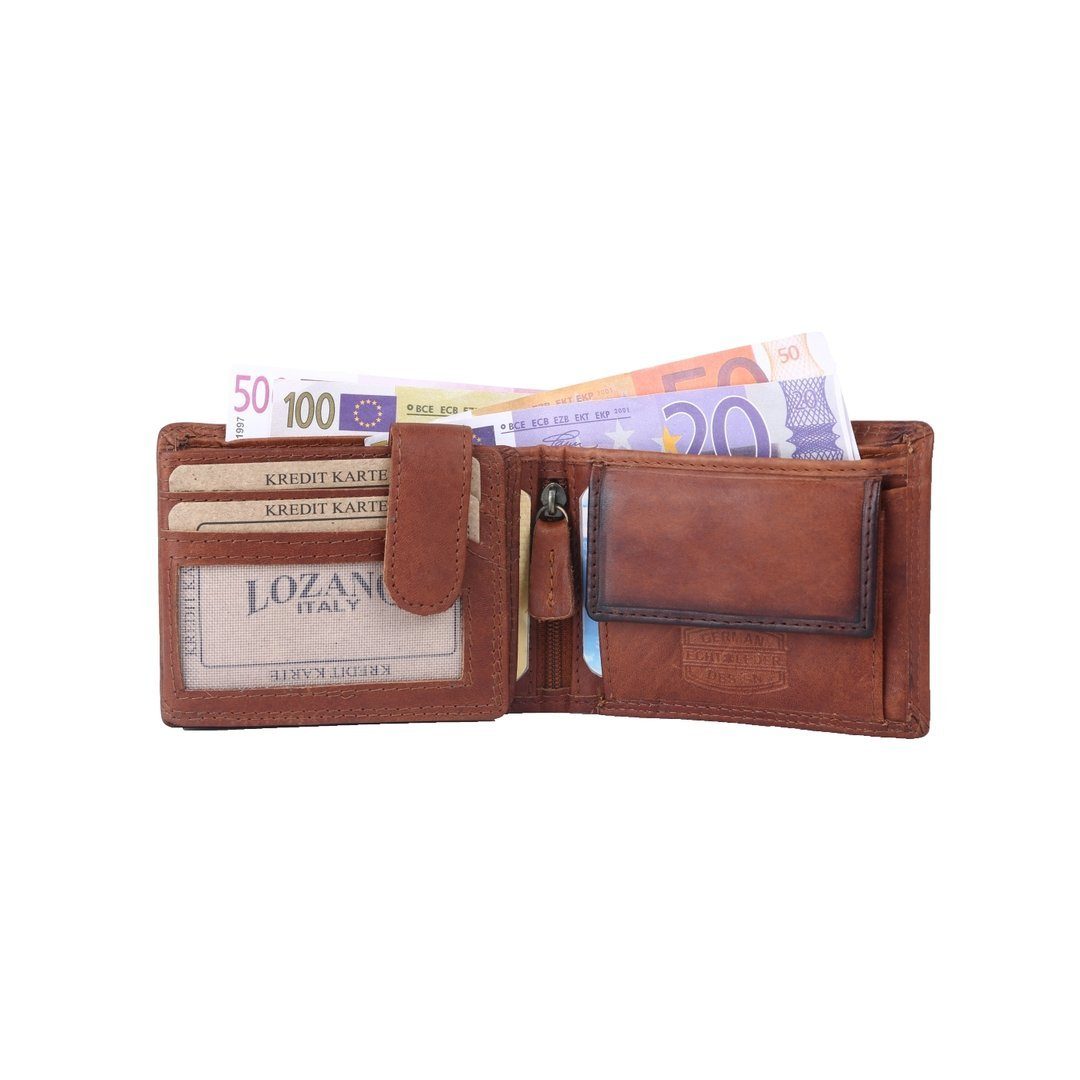 Portemonnaie, Börse mit Münzfach Geldbörse Schutz Herren SHG RFID Leder Brieftasche