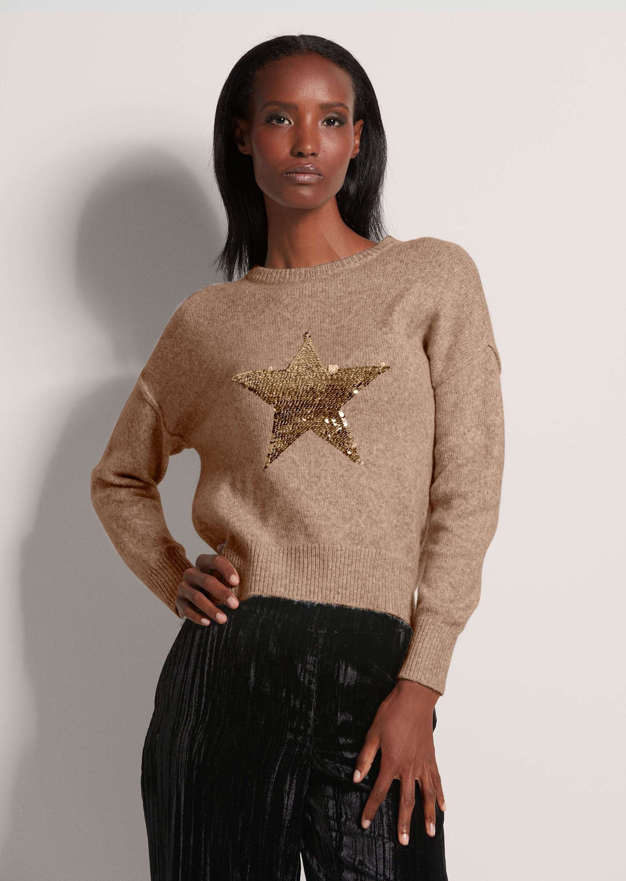 Strickpullover Rundhals-Pullover mit Stern