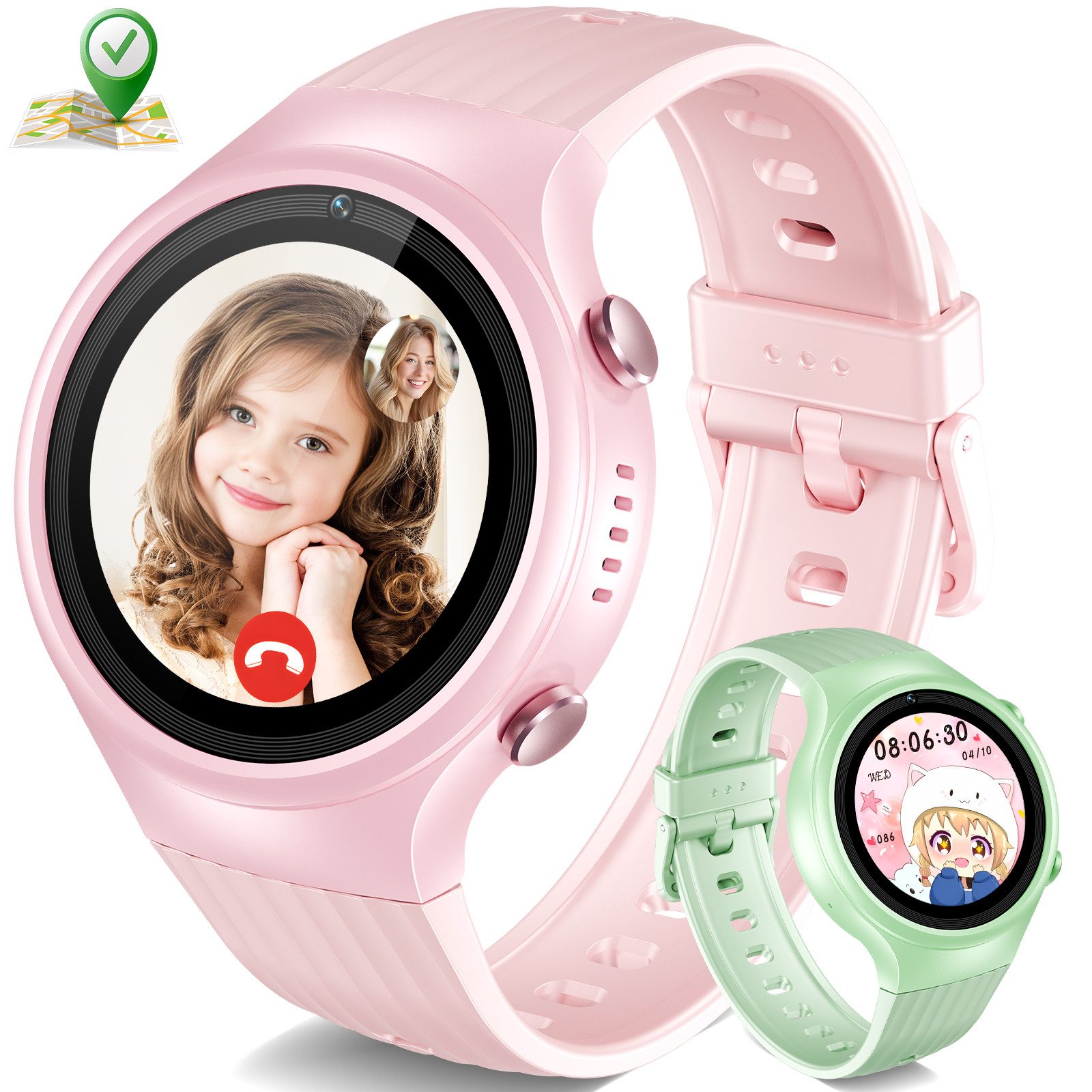 Neue 2025 Smartwatch Kinder mit GPS, Doppeltes Band, Lange Lebensdauer Smartwatch
