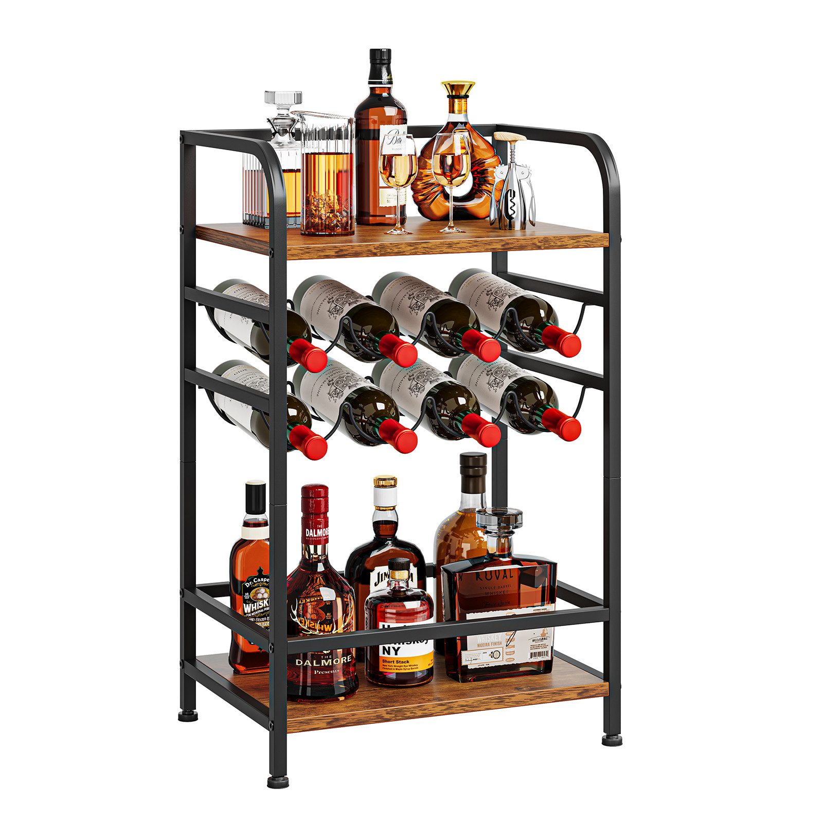 YOLEO Weinregal 4 Etagen Flaschenregal klein für 8 Flaschen mit Tischplatte günstig online kaufen