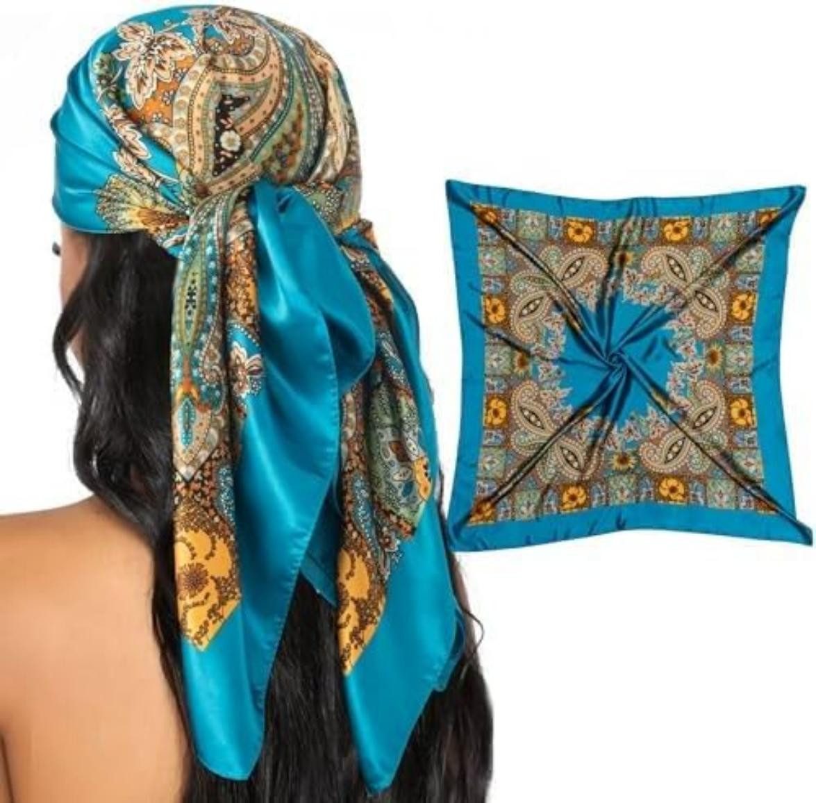 Halstuch 90x90cm Seide Kopftuch Bandanas Haartuch für Damen
