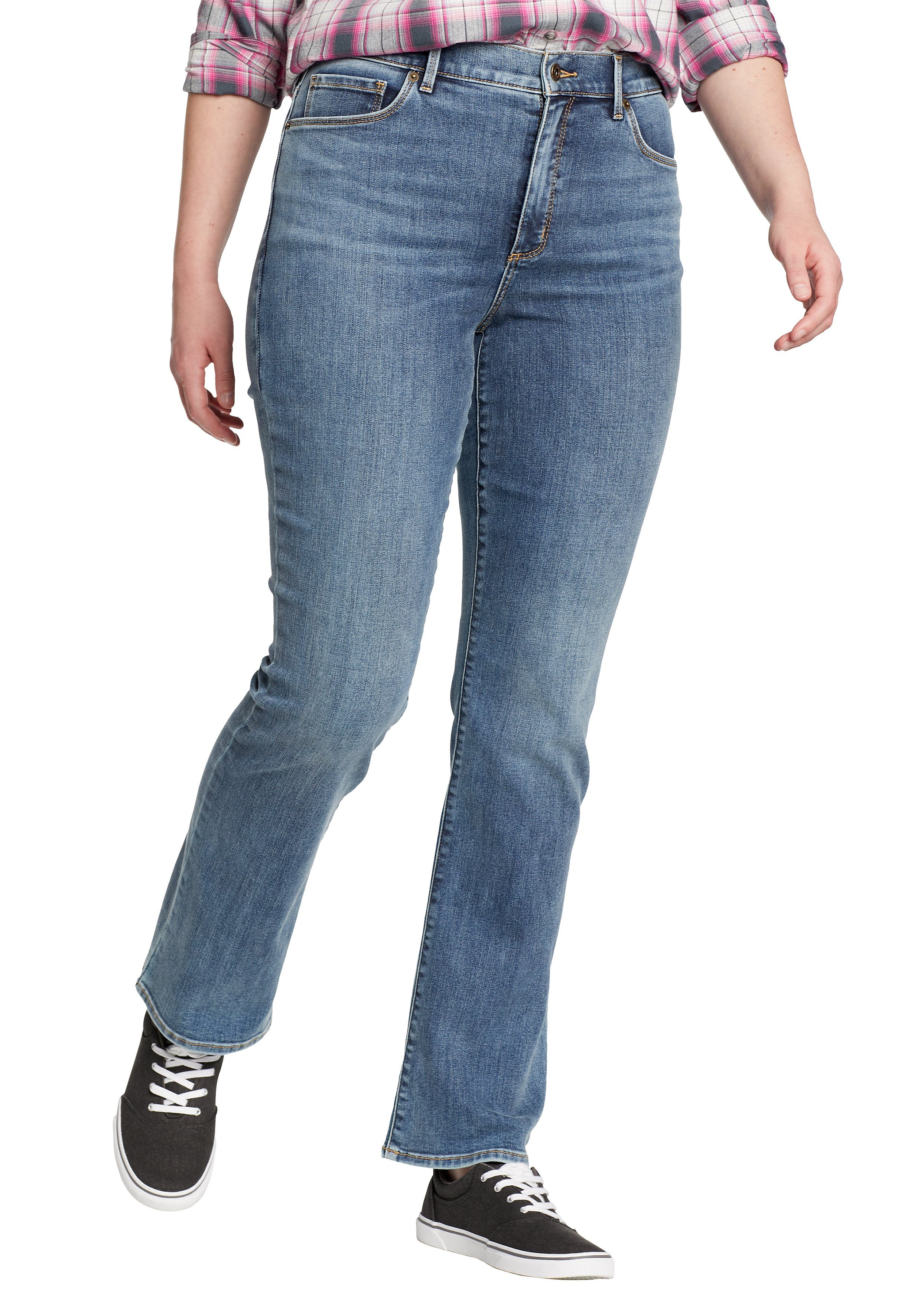 Eddie Bauer Bootcut-Jeans - Atlasblau Bootcut Rise Voyager High - Jeans