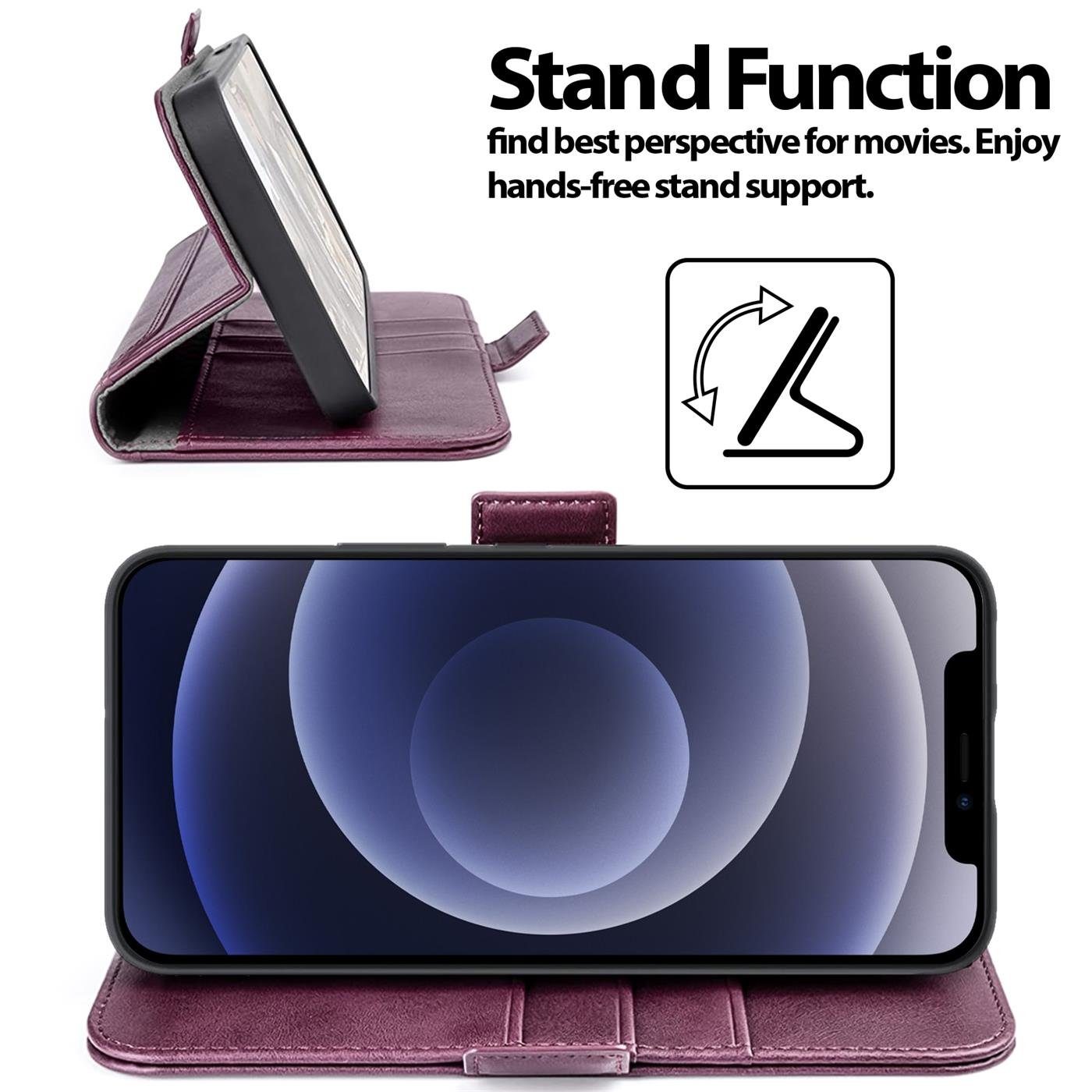 CoolGadget Handyhülle Book Case Elegance Tasche für Apple iPhone 12, iPhone 12 Pro 6,1 Zoll, Hülle Magnet Klapphülle Flip Case für iPhone 12, 12 Pro Schutzhülle