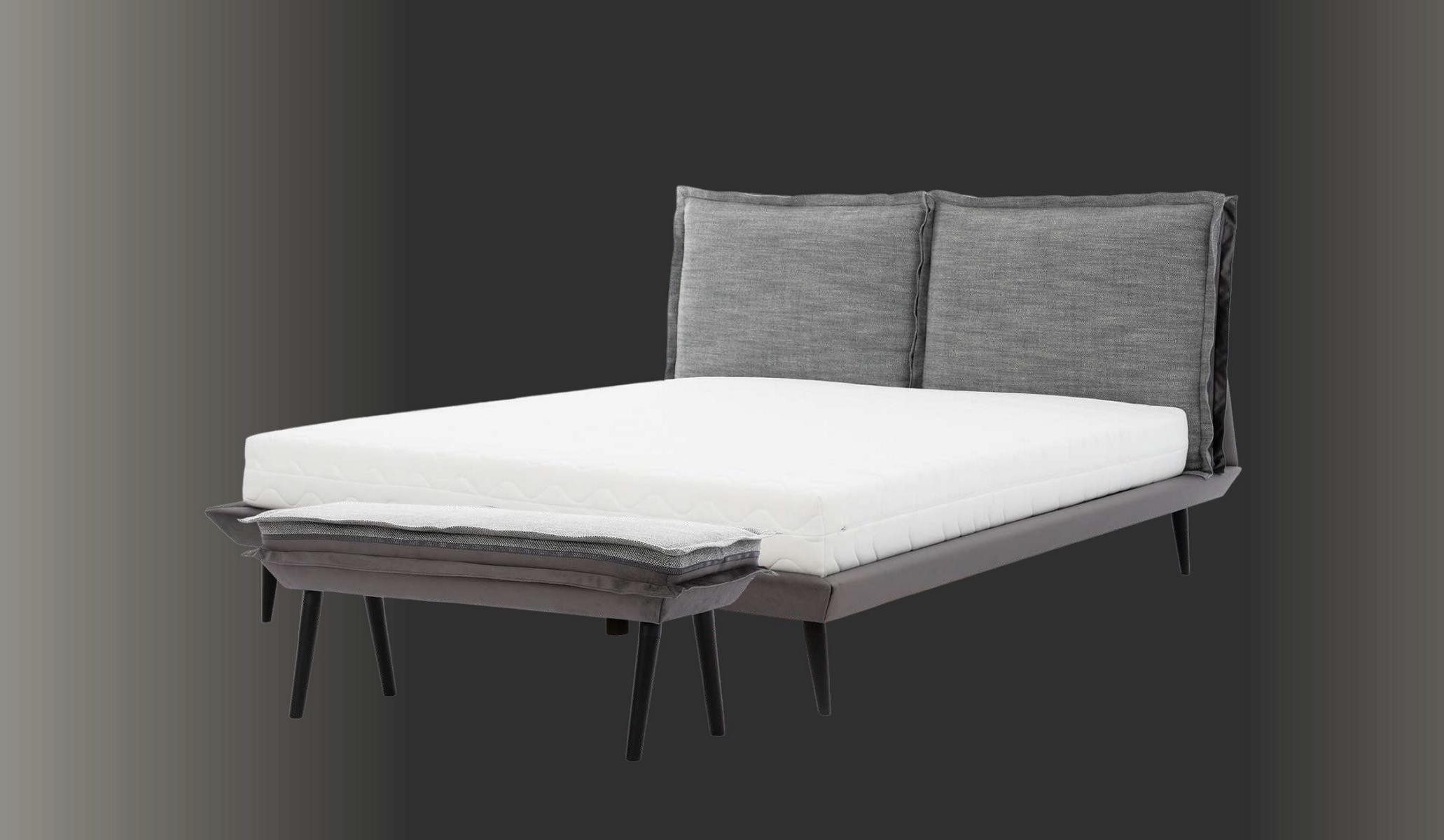 JVmoebel Bettbank Eleganter Polsterhocker in Grau mit hochwertigem Textilbezug (1-St), Made in Europa