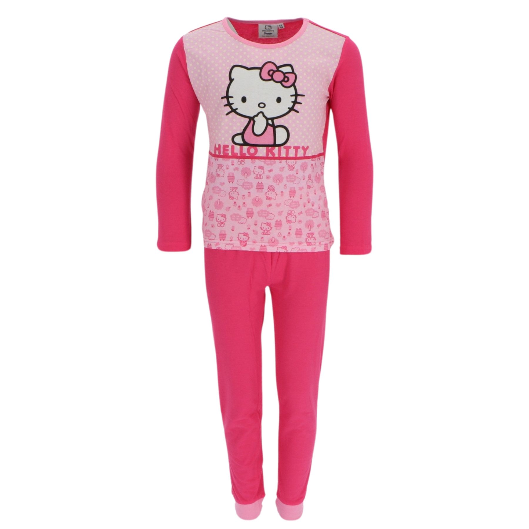 Hello Kitty Pyjama Kinder Schlafanzug Langarm Zweiteiler für Mädchen aus Baumwolle (2 tlg)