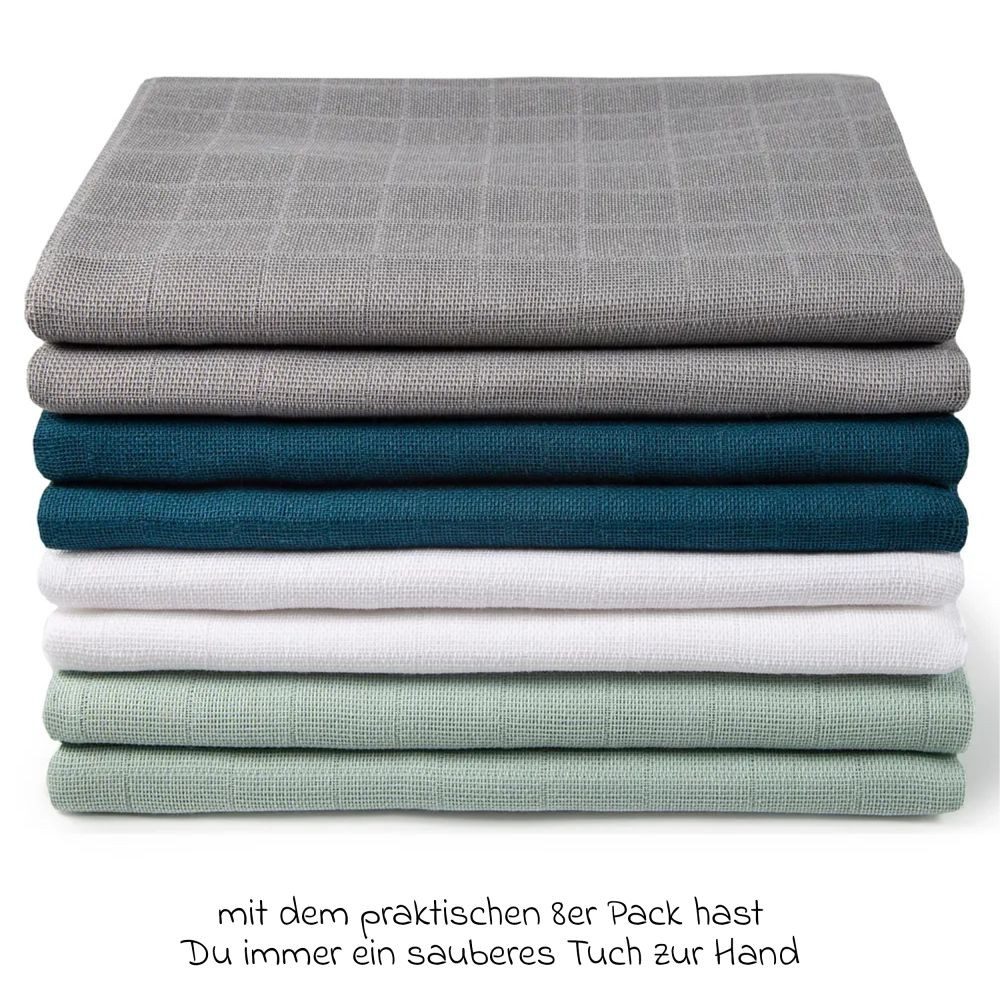 Makian Stoffwindeln Patina / Mint, Mullwindeln Mulltücher 8 Stück 80x80 cm Spucktücher 100 % Baumwolle