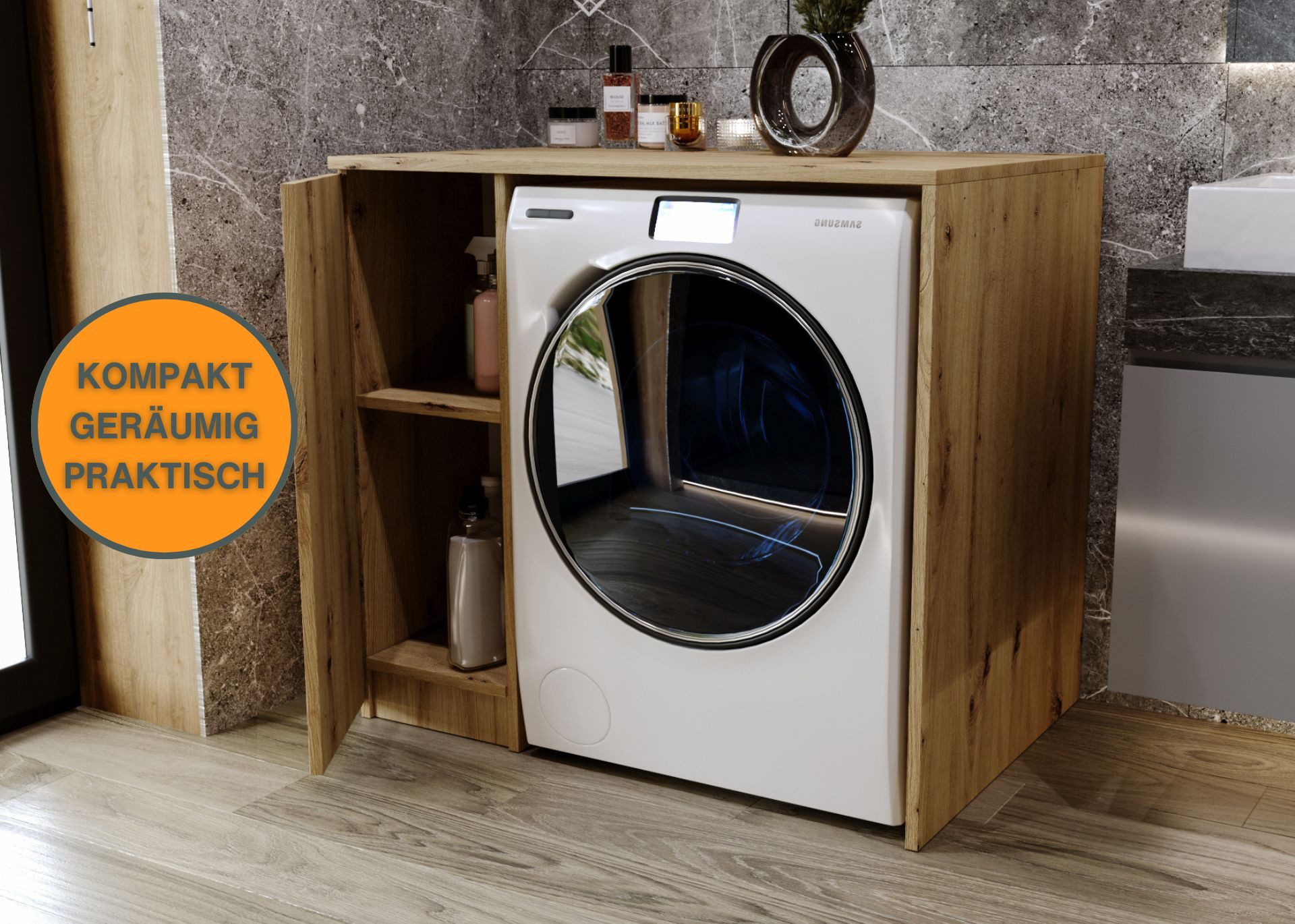 Raumhirsch Furniture Waschmaschinenumbauschrank RAUMHIRSCH mit Stauraum günstig online kaufen