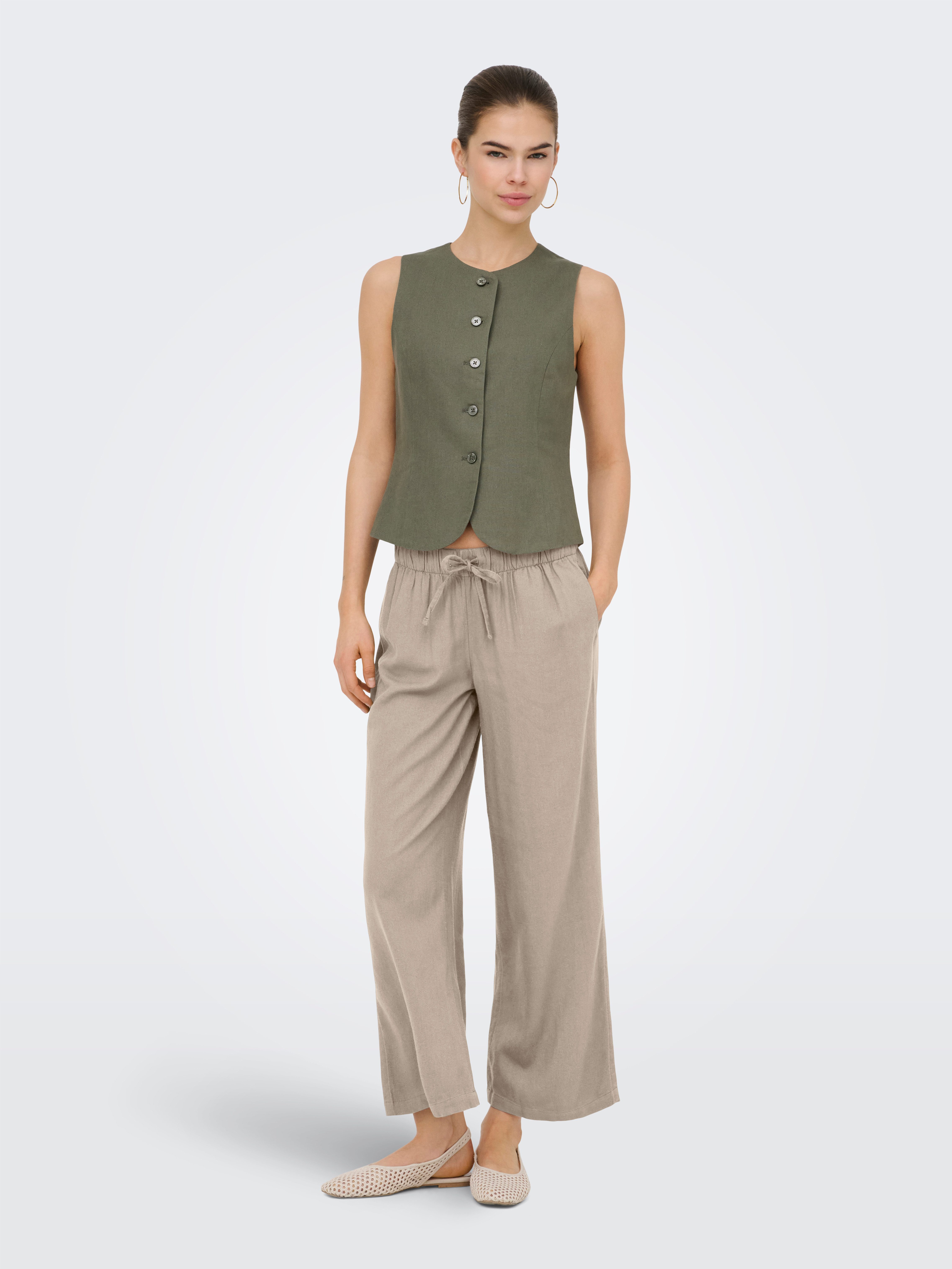 ONLY Culotte ONLGOA MW LIN BL PULL-UP CULOTTE CC PNT mit Leinen