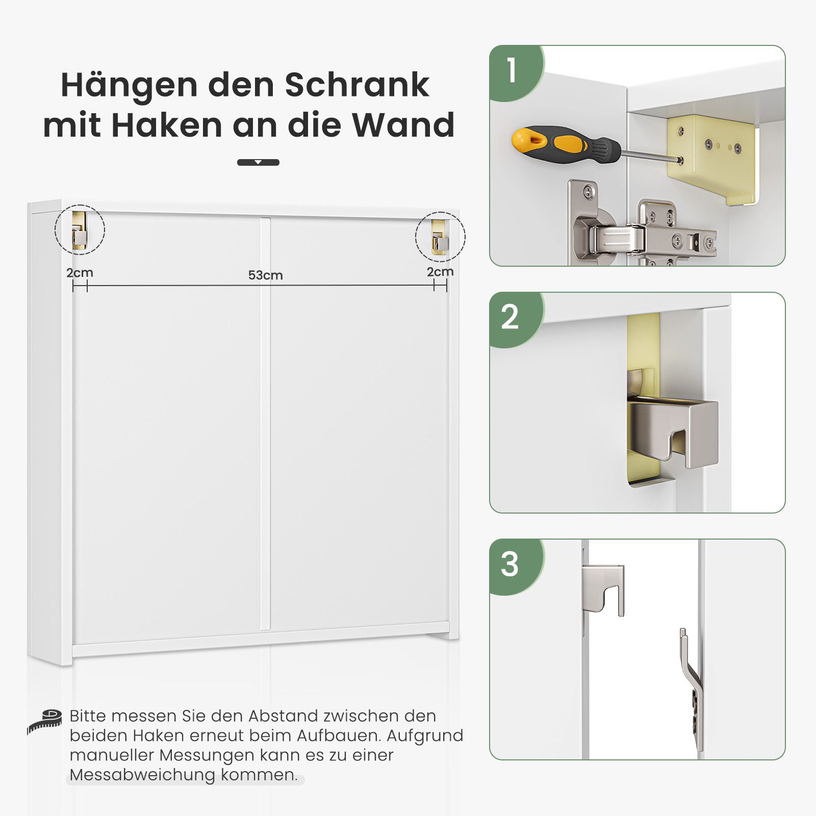 Dripex Spiegelschrank Badezimmerschrank mit Spiegel Badschrank mit verstellbarem Einlegeboden