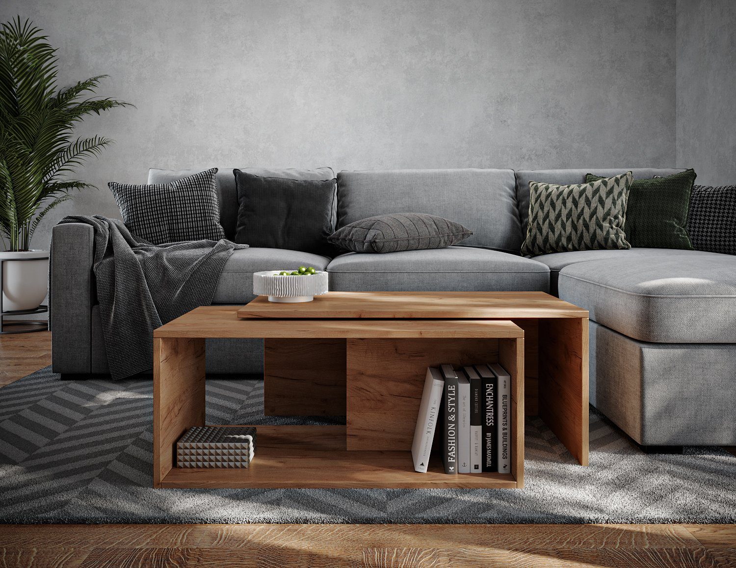 Platan Room Couchtisch Wohnzimmertisch 90x48x40 cm (2er Set), Kaffeetisch m günstig online kaufen