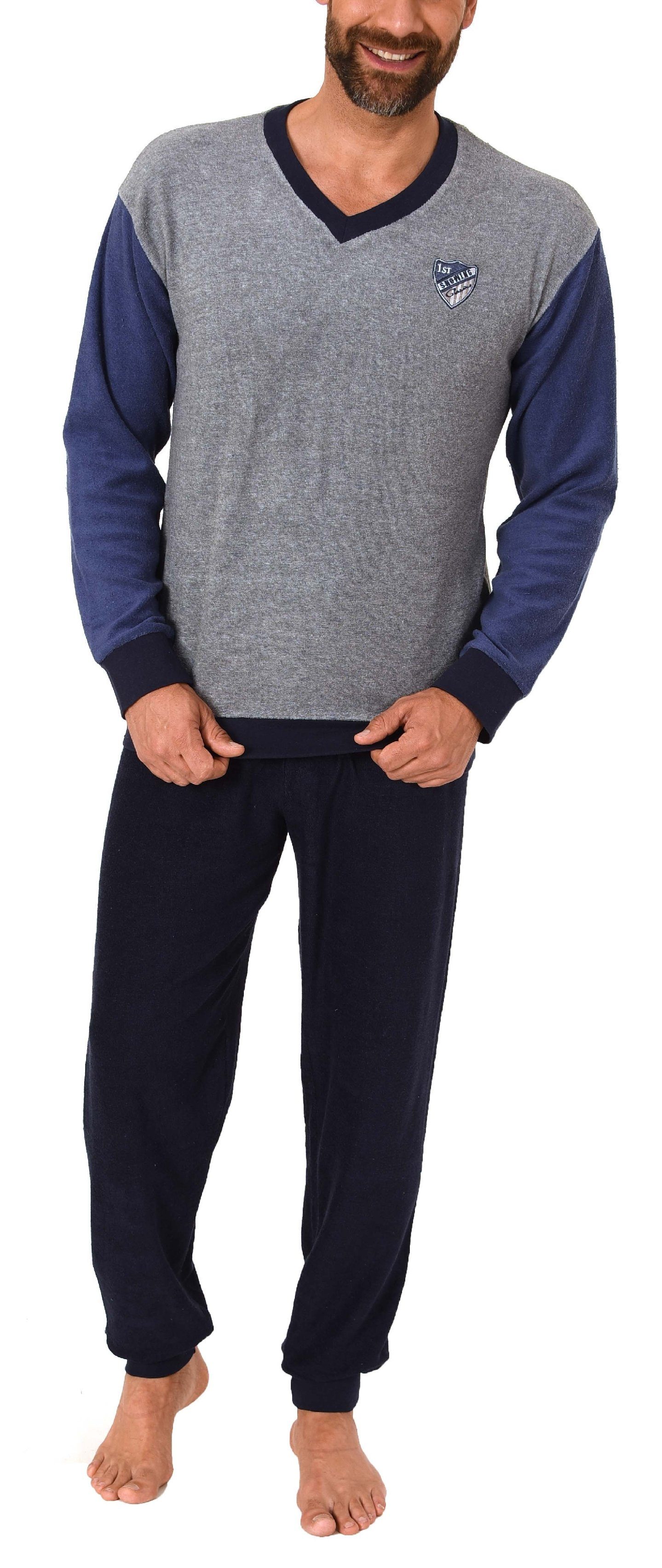 Normann Pyjama Herren Frottee Schlafanzug langarm Pyjama mit Bündchen - 291 13 575