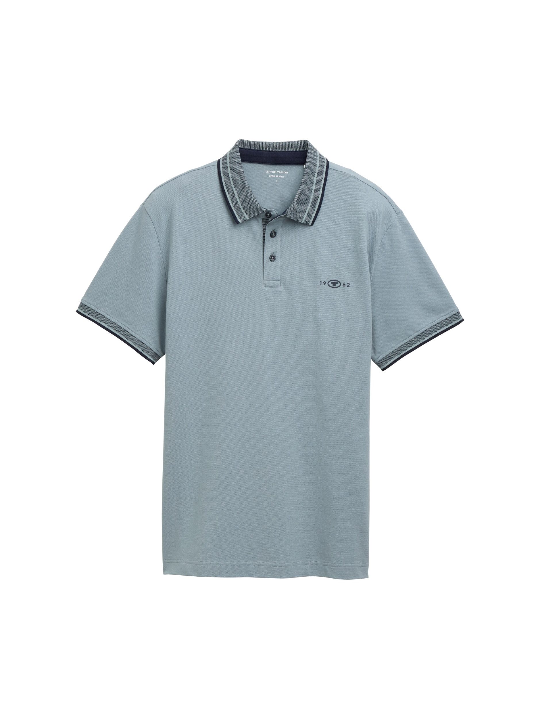TOM TAILOR T-Shirt polo with print grey mint günstig online kaufen