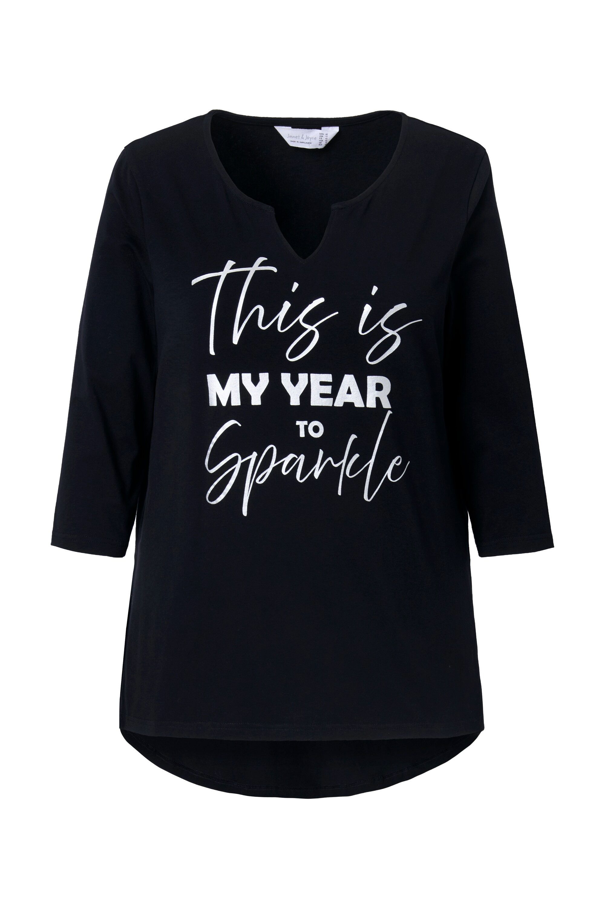 Janet & Joyce T-Shirt T-Shirt A-Linie Statement-Druck 3/4-Ärmel günstig online kaufen
