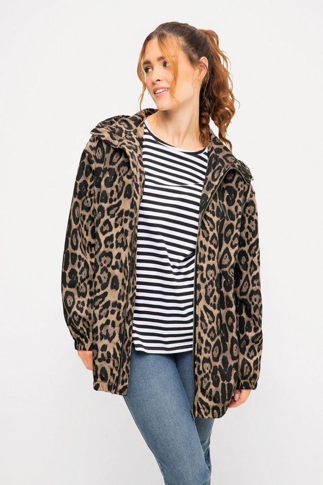 Studio Untold Kurzjacke Jacke oversized Leo Kapuze Langarm