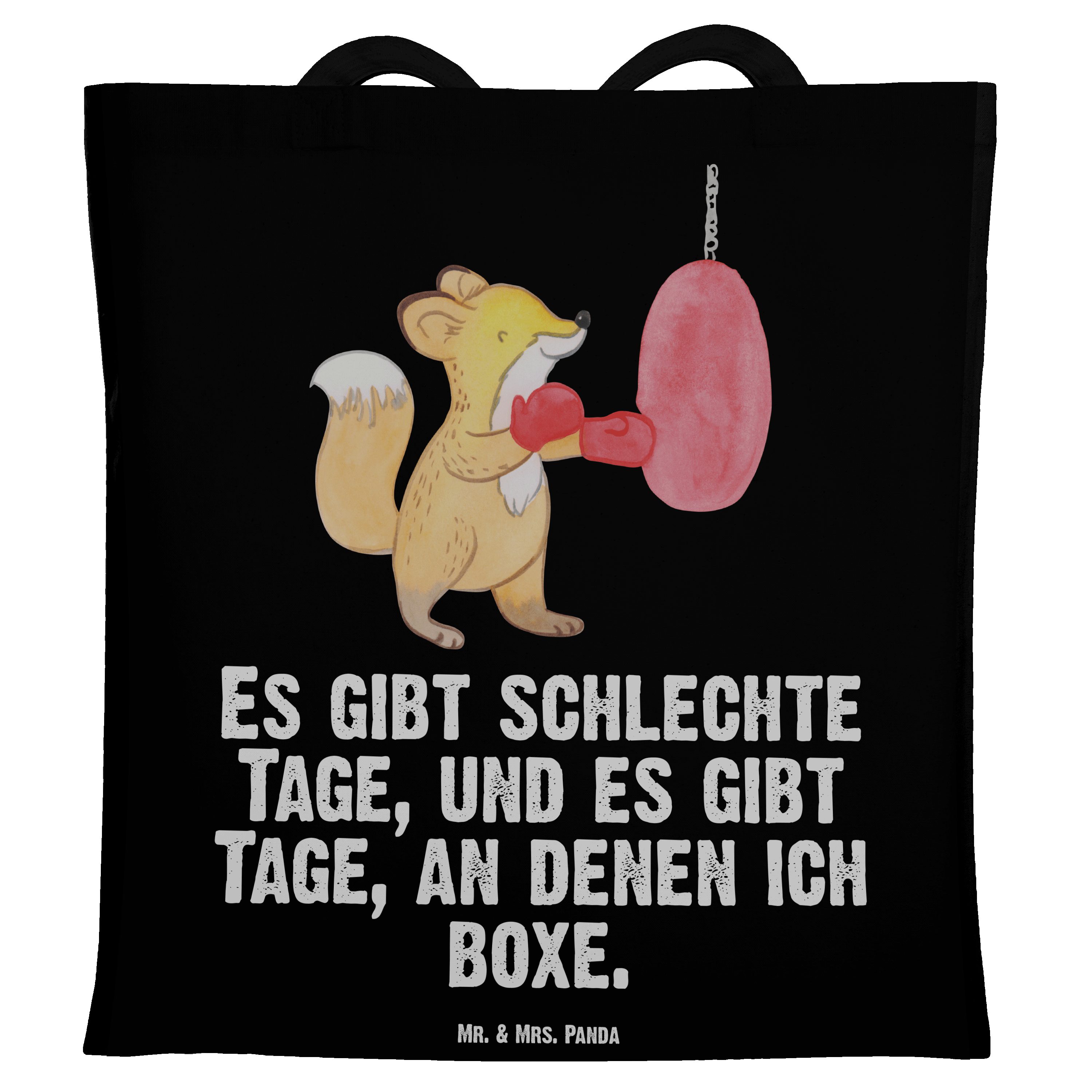 Schwarz Boxen Tragetasche (1-tlg) Auszei & Fuchs Boxkampf, Tage Geschenk, Mr. - Beuteltasche, Panda Mrs. -