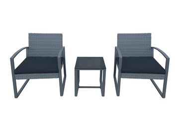 byLIVING Gartenlounge-Set MINOA, (Set), bestehend aus 2 Sesseln / 2 Auflagen / 1 Tisch, Geflecht grau