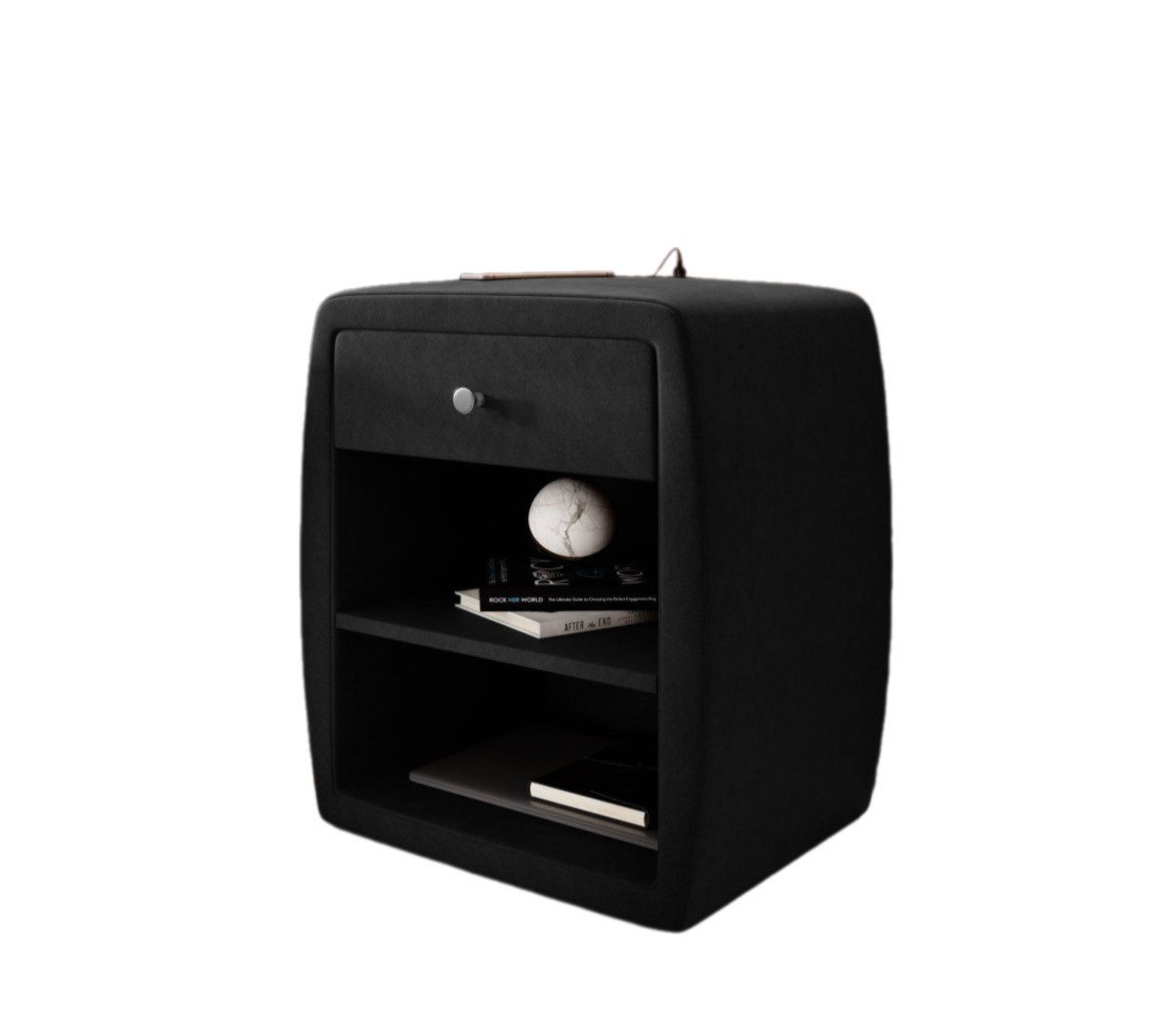 Luxusbetten24 Nachttisch Designer Nachttisch Lilly, mit USB-Anschluss Anschluss und Samtbezug